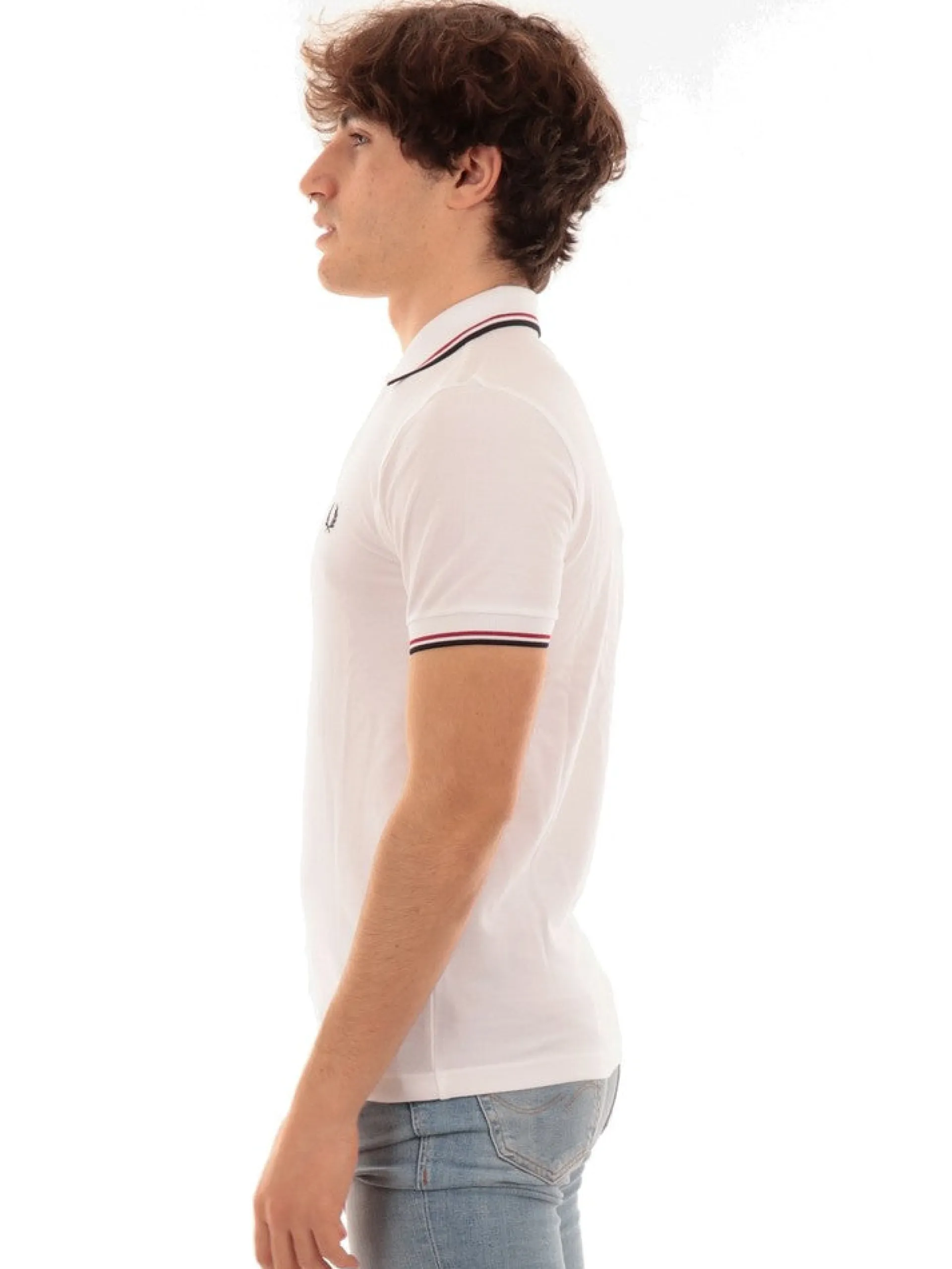 FRED PERRY Polo*Polo Twin Tipped Bianca da Uomo M3600