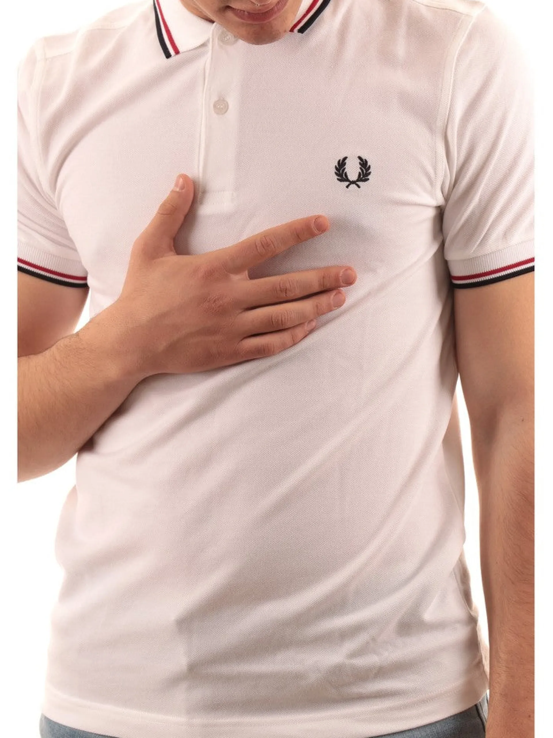 FRED PERRY Polo*Polo Twin Tipped Bianca da Uomo M3600