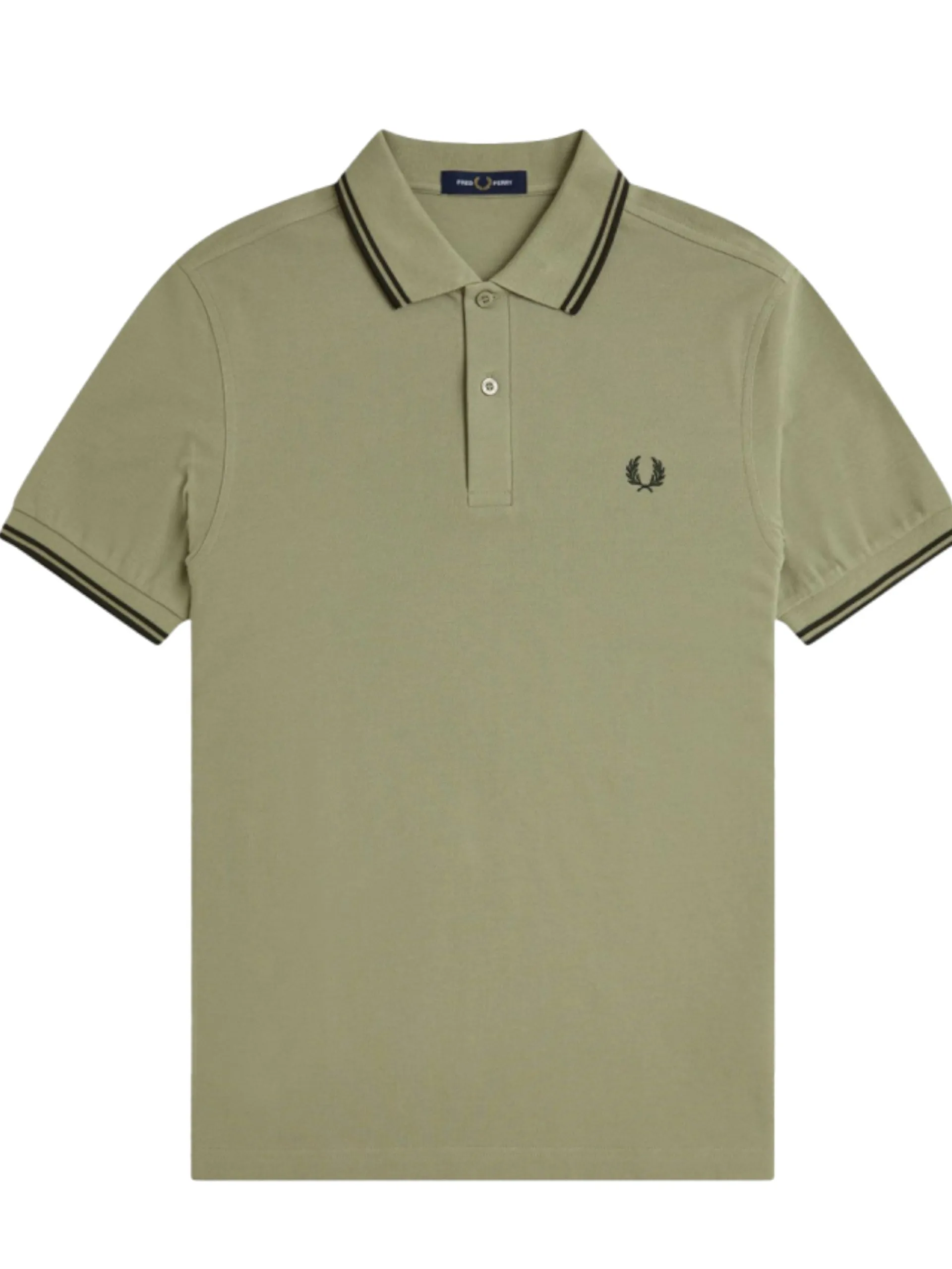 FRED PERRY Polo*Polo verde da uomo inserti neri Twin Tipped M3600