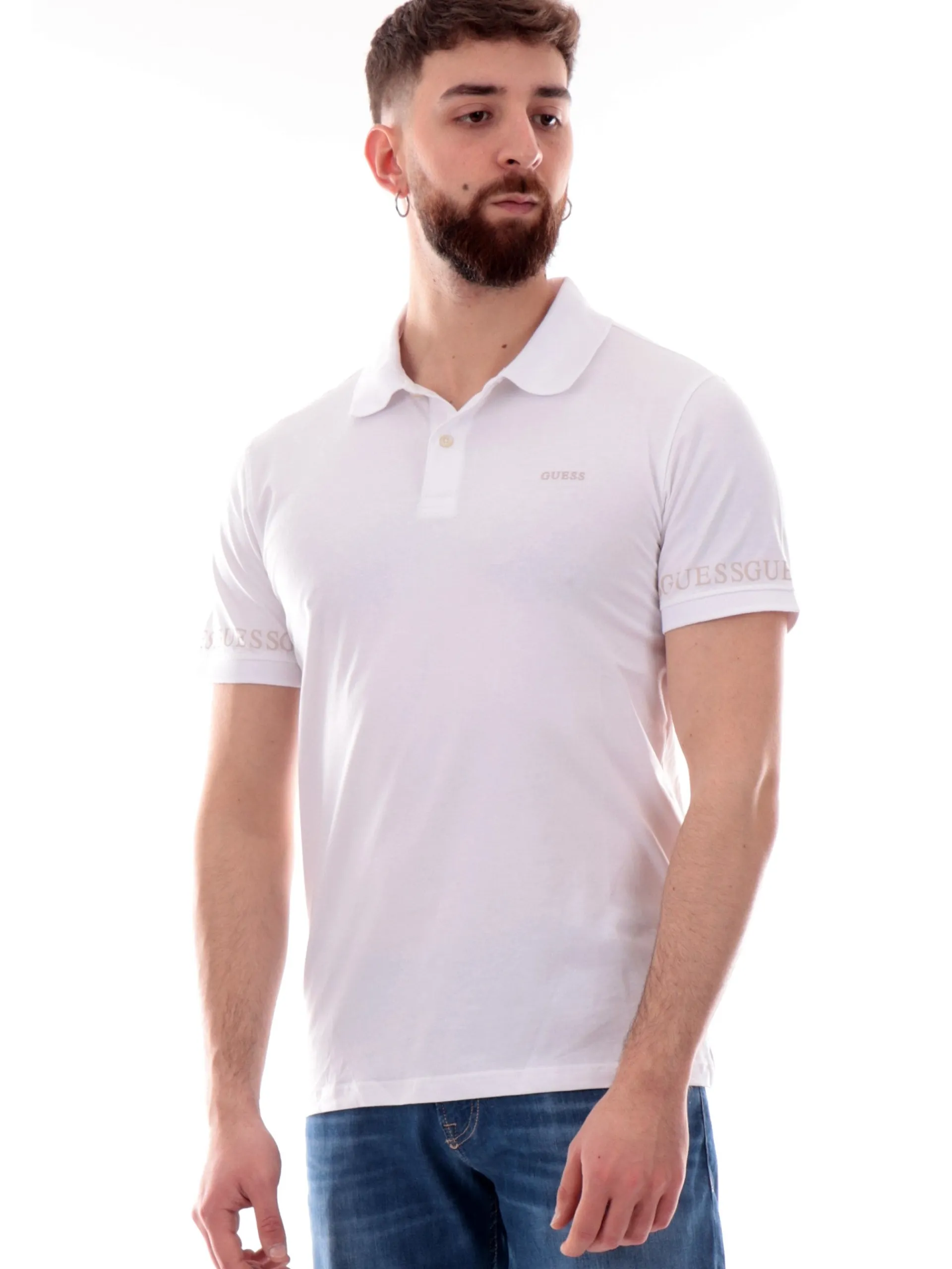 GUESS Polo*Polo bianca maniche corte da uomo Nolan M5RP66J1314