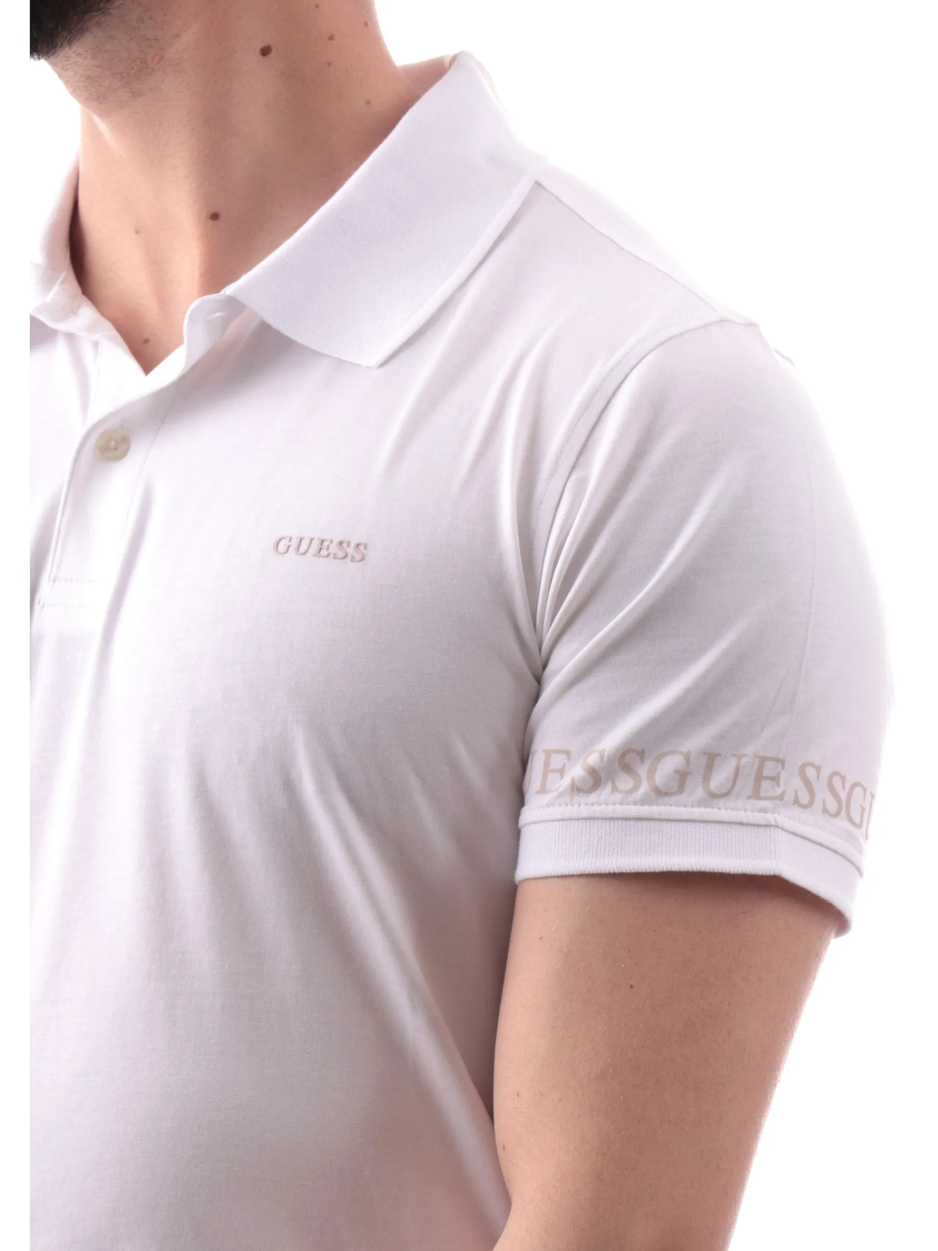 GUESS Polo*Polo bianca maniche corte da uomo Nolan M5RP66J1314