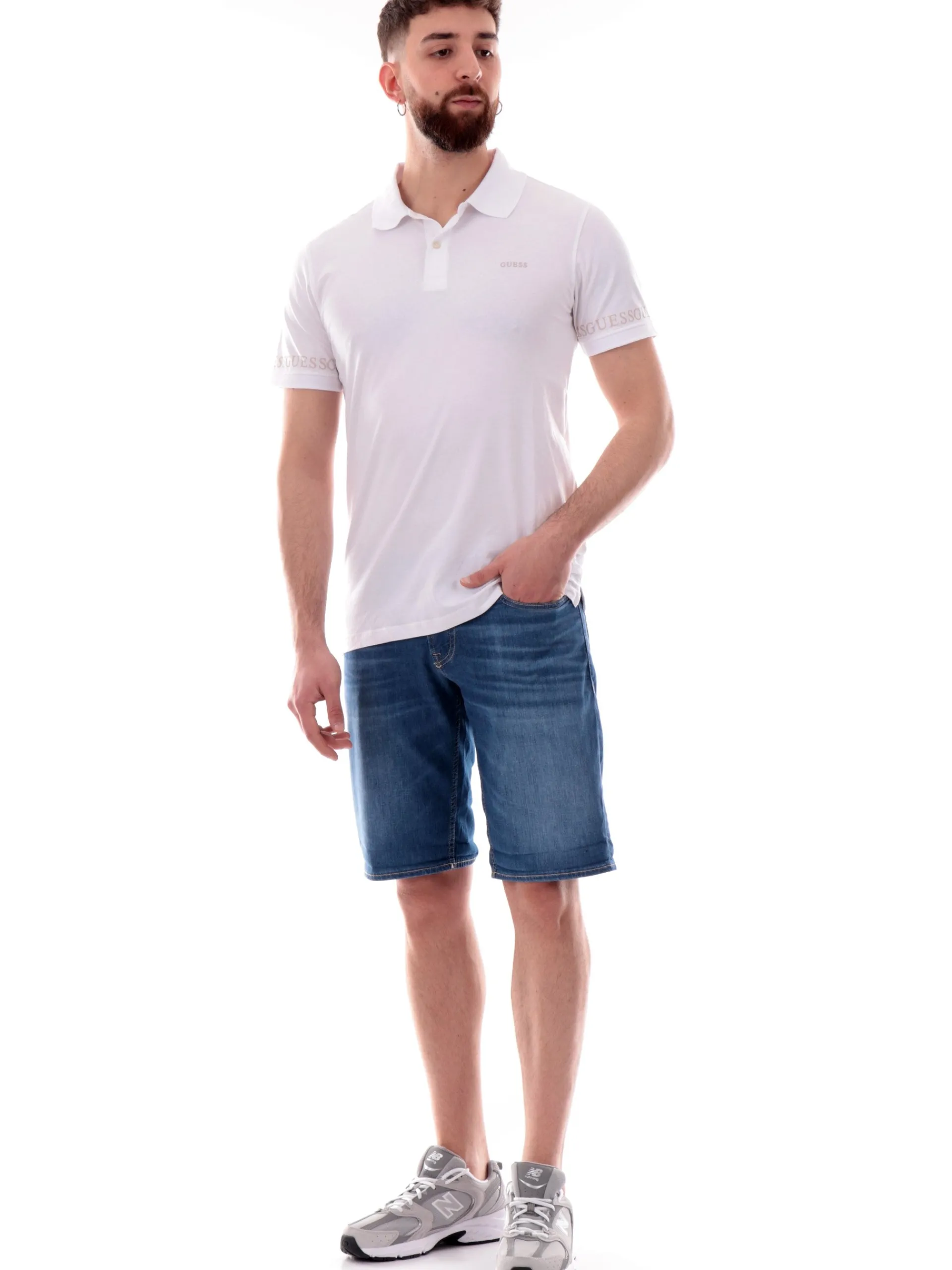 GUESS Polo*Polo bianca maniche corte da uomo Nolan M5RP66J1314
