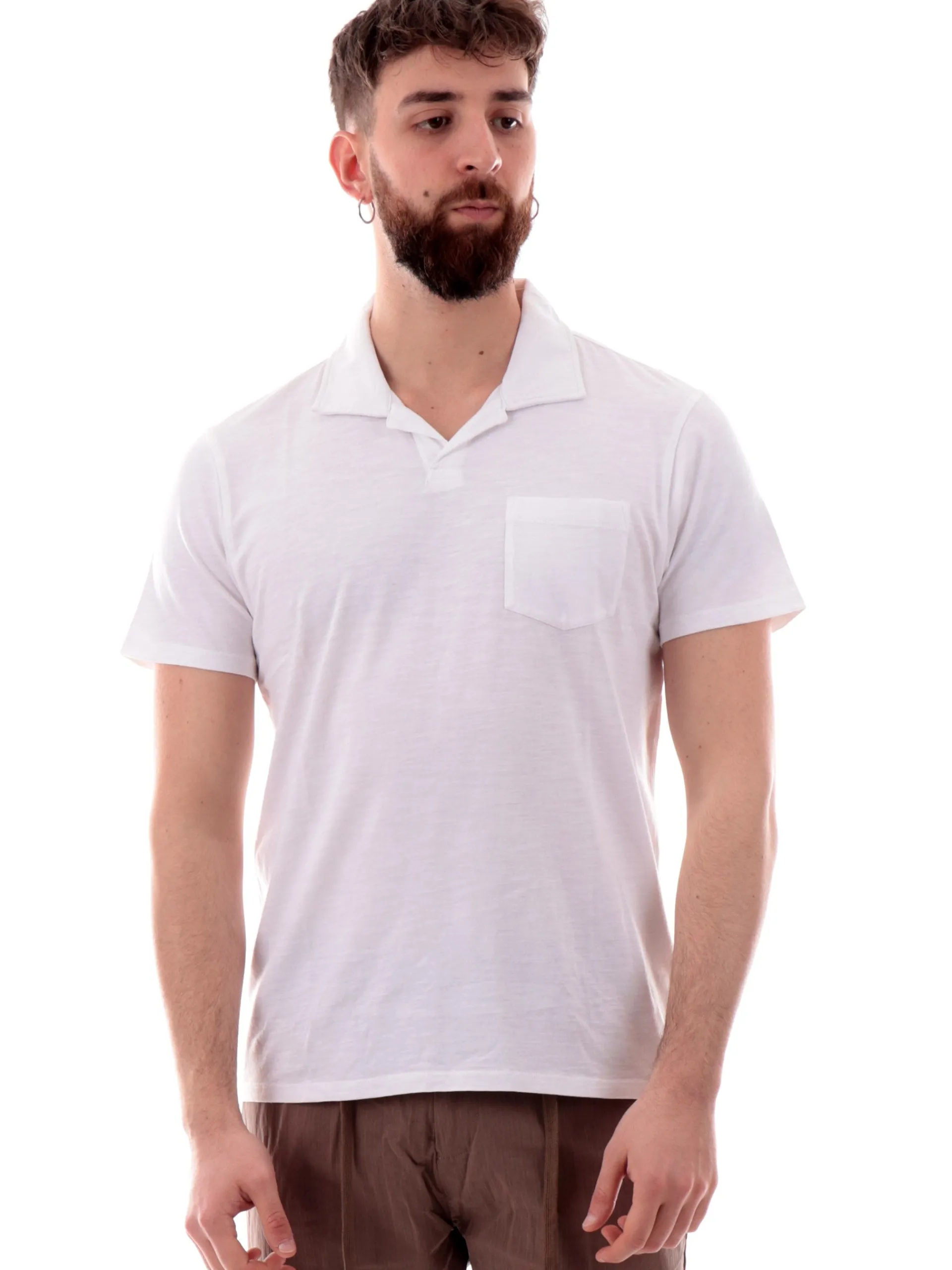 GUESS Polo*Polo bianca scollo a V da uomo con taschino M5GP24KC6U1