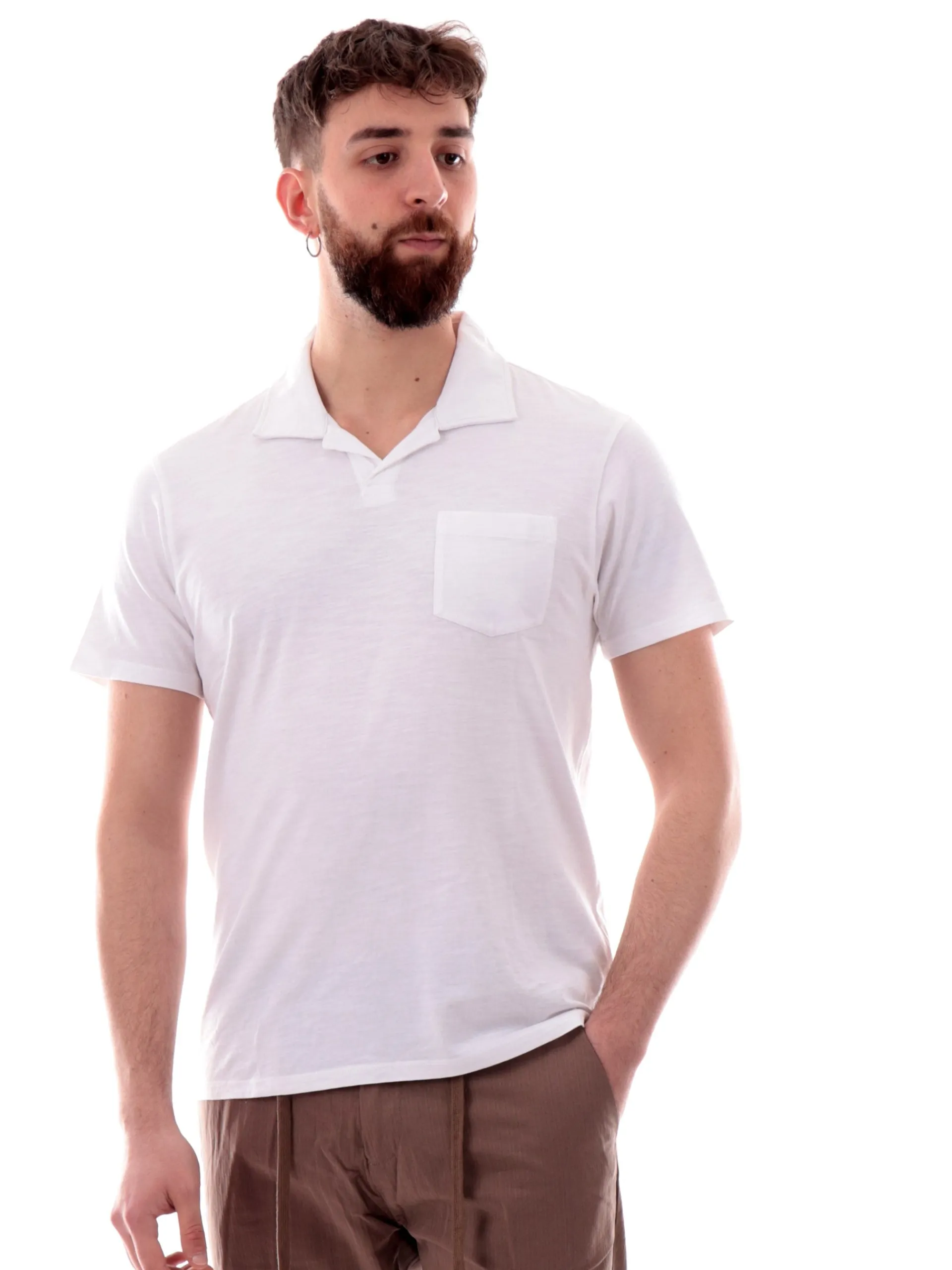 GUESS Polo*Polo bianca scollo a V da uomo con taschino M5GP24KC6U1