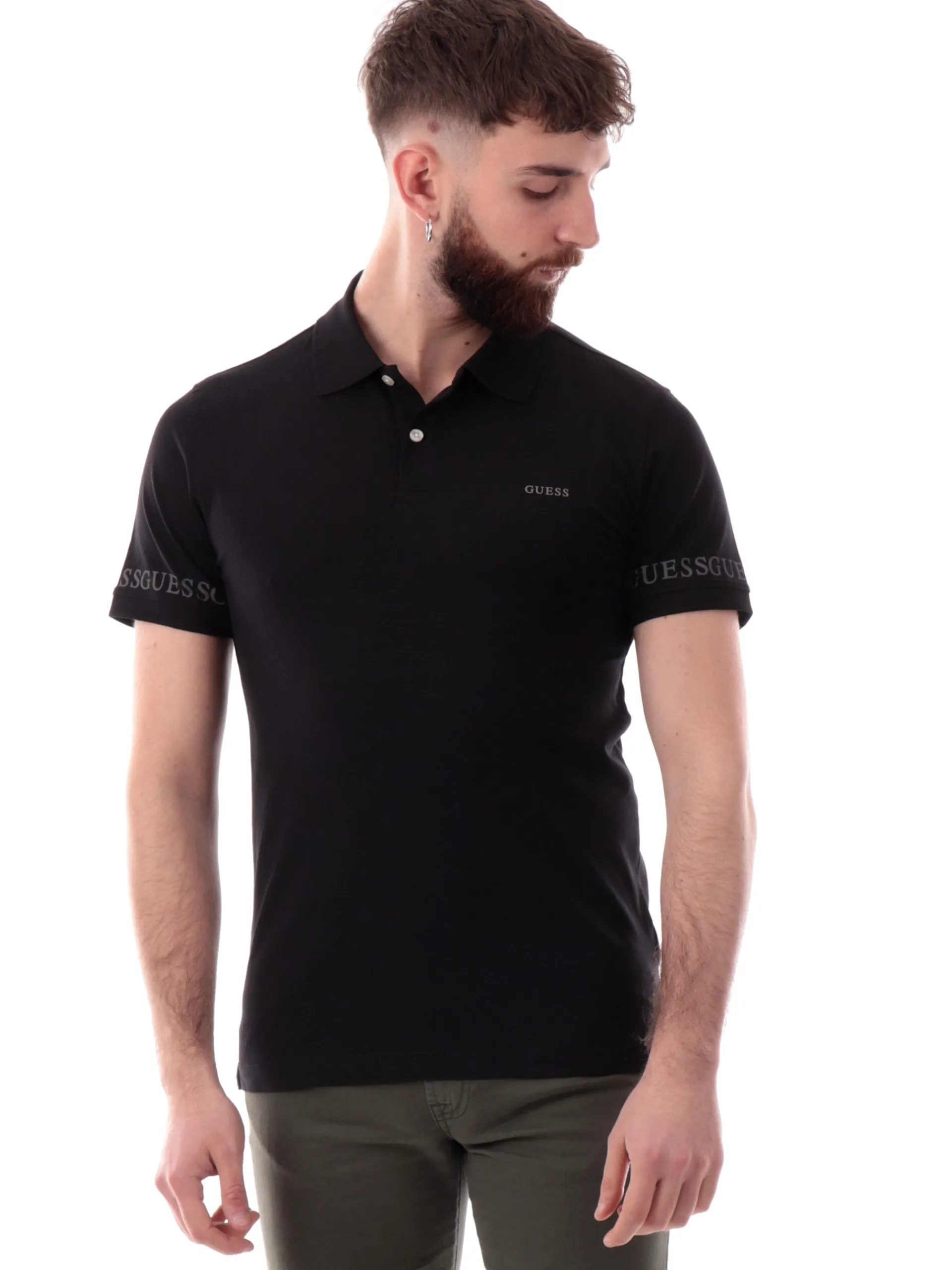 GUESS Polo*Polo nera maniche corte da uomo Nolan M5RP66J1314