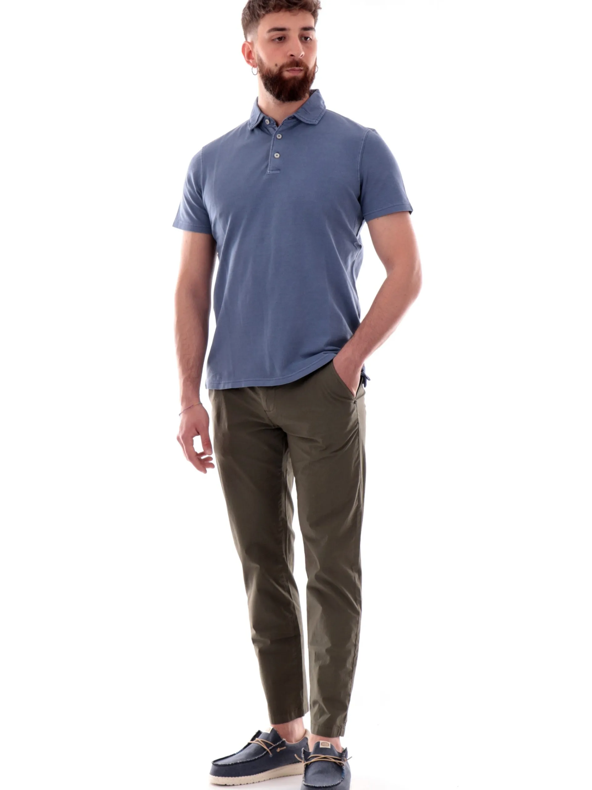 IMPURE Polo*Polo blu da uomo in cotone PETER