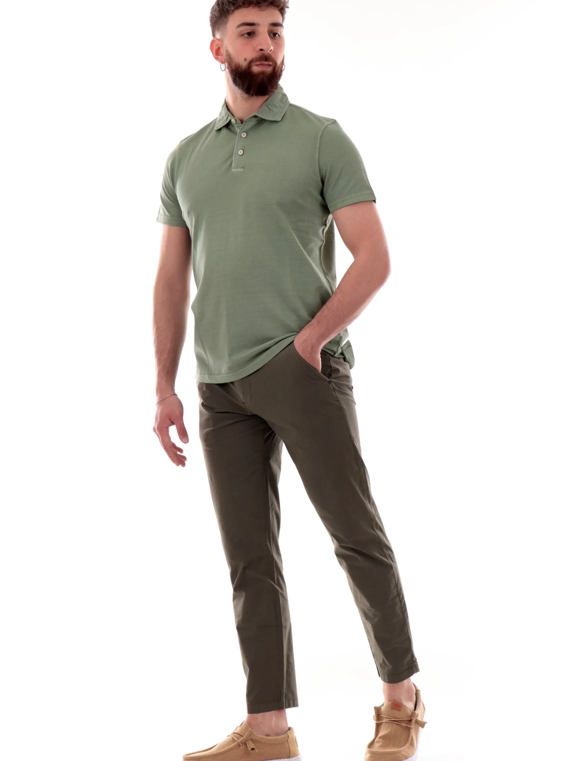 IMPURE Polo*Polo verde da uomo in cotone PETER