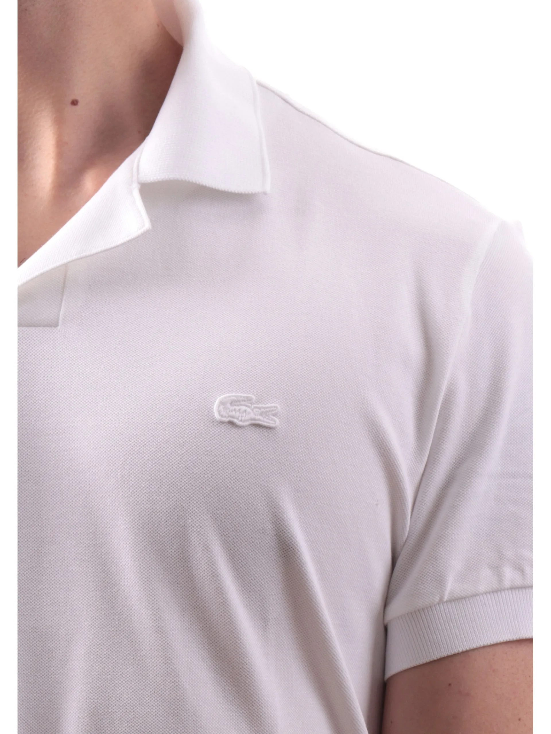 LACOSTE Polo*Polo bianca da uomo con scollo e logo tono su tono PH0084