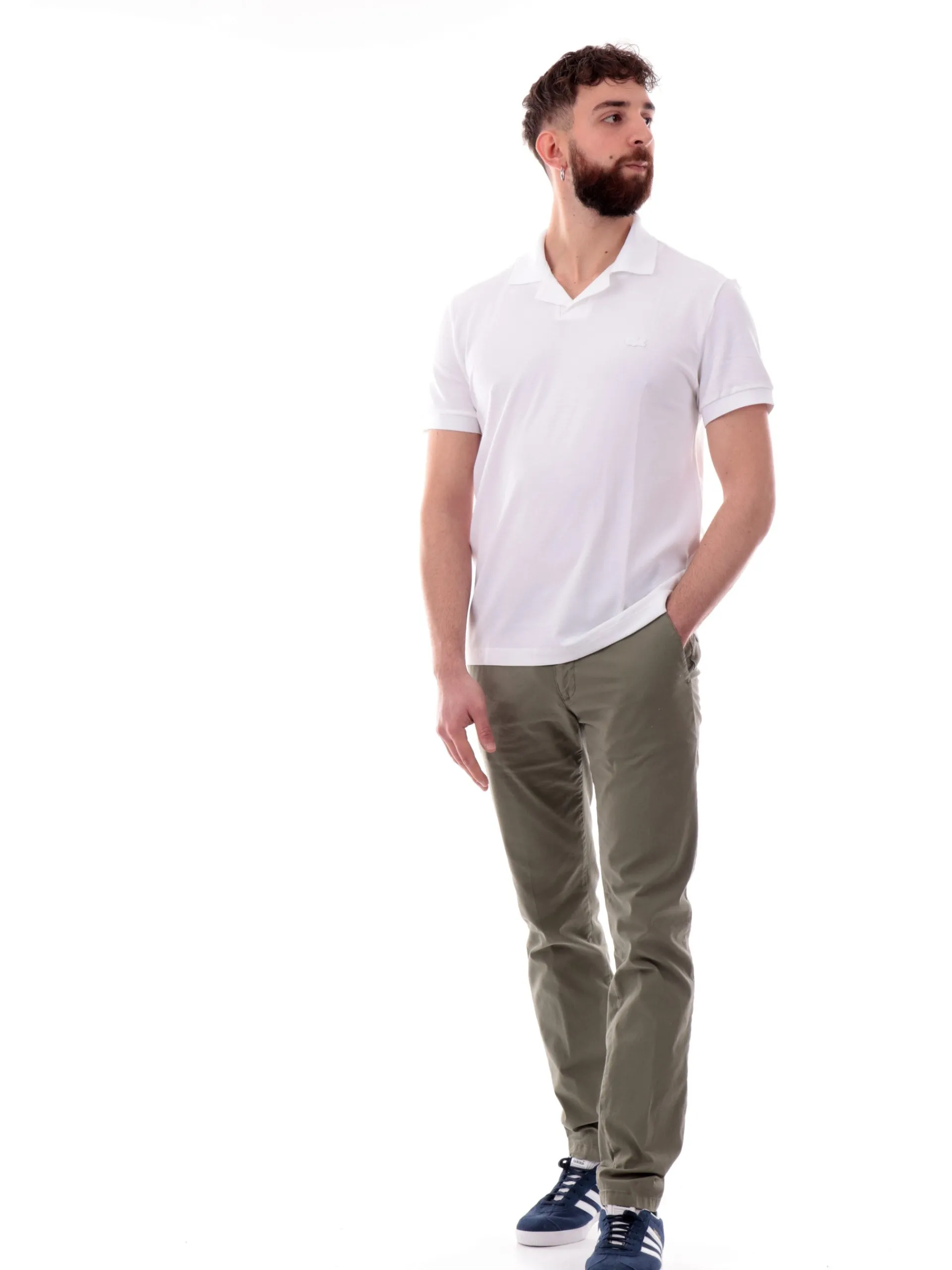 LACOSTE Polo*Polo bianca da uomo con scollo e logo tono su tono PH0084
