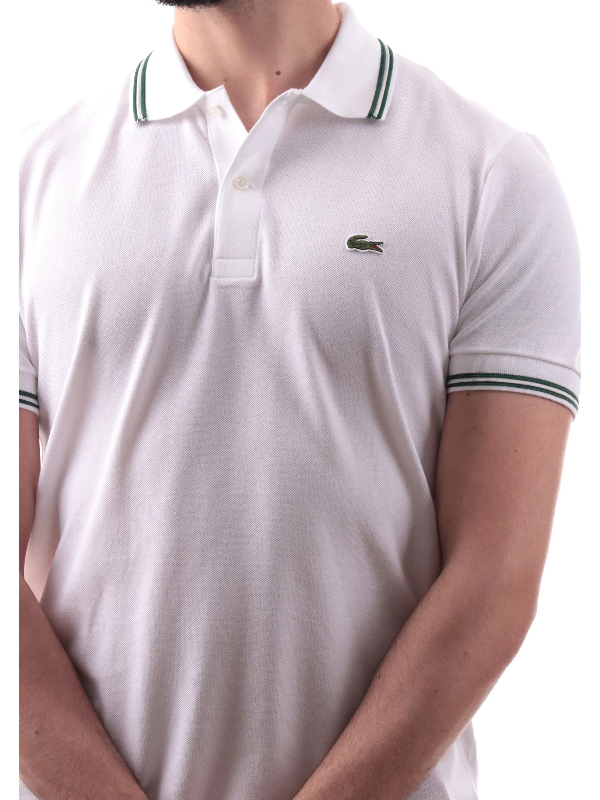 LACOSTE Polo*Polo bianca maniche corte da uomo bande verdi PH9875