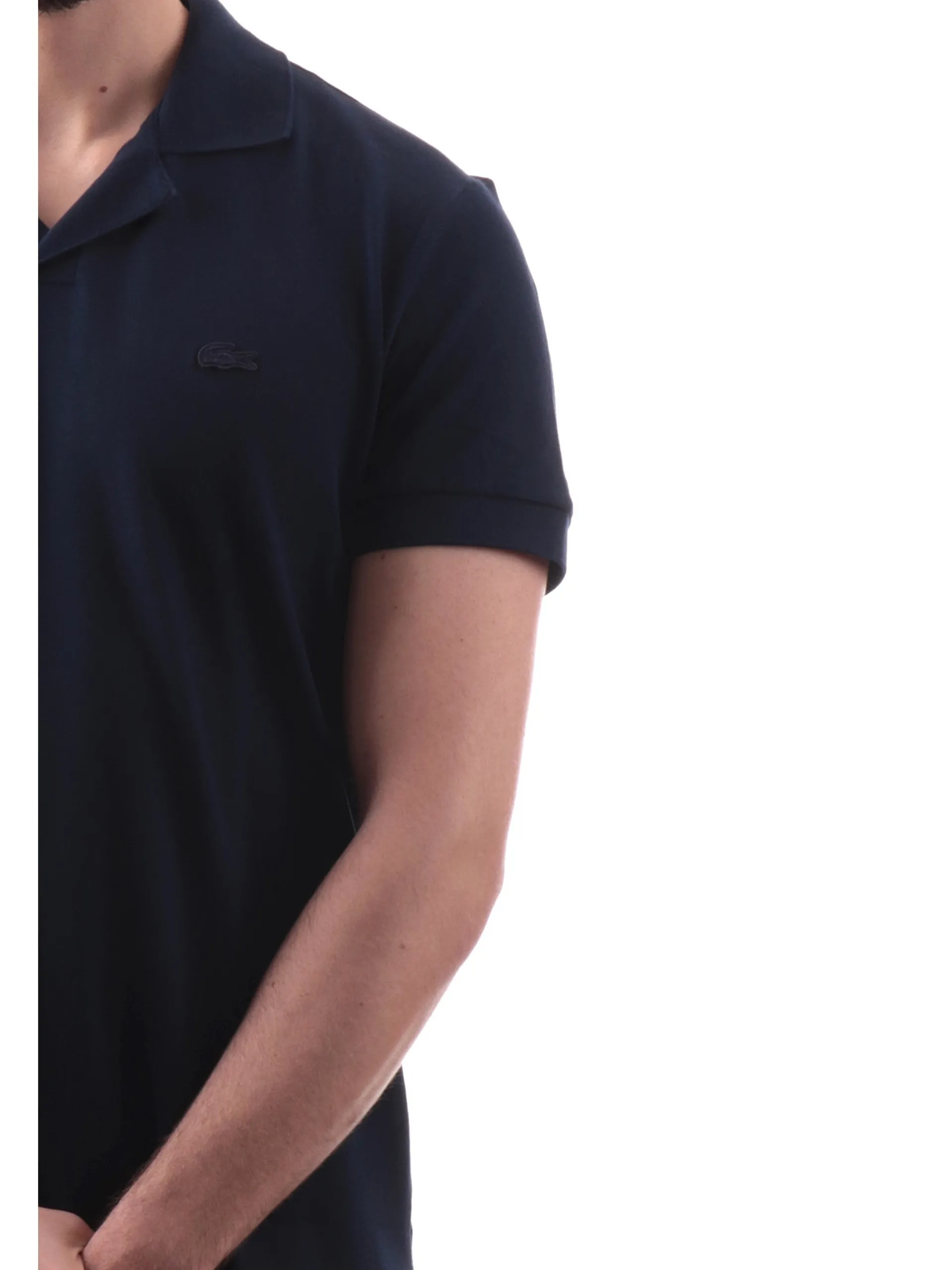 LACOSTE Polo*Polo blu da uomo con scollo e logo tono su tono PH0084