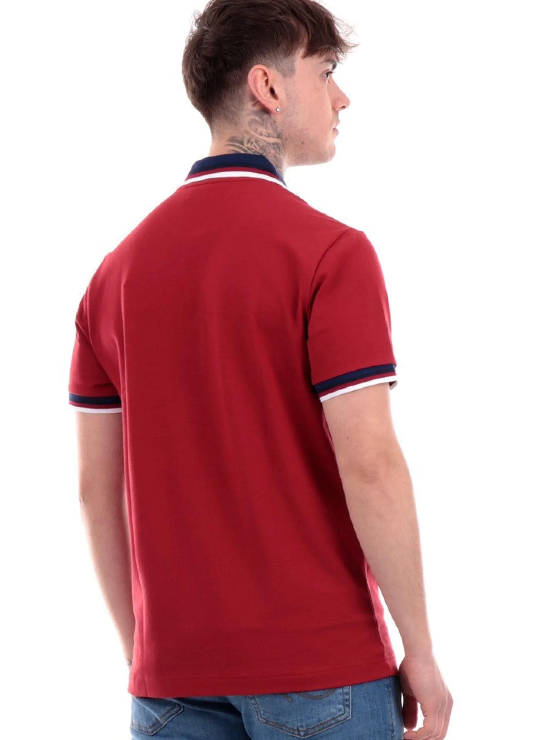 LACOSTE Polo*Polo bordeaux da uomo con bande PH3461