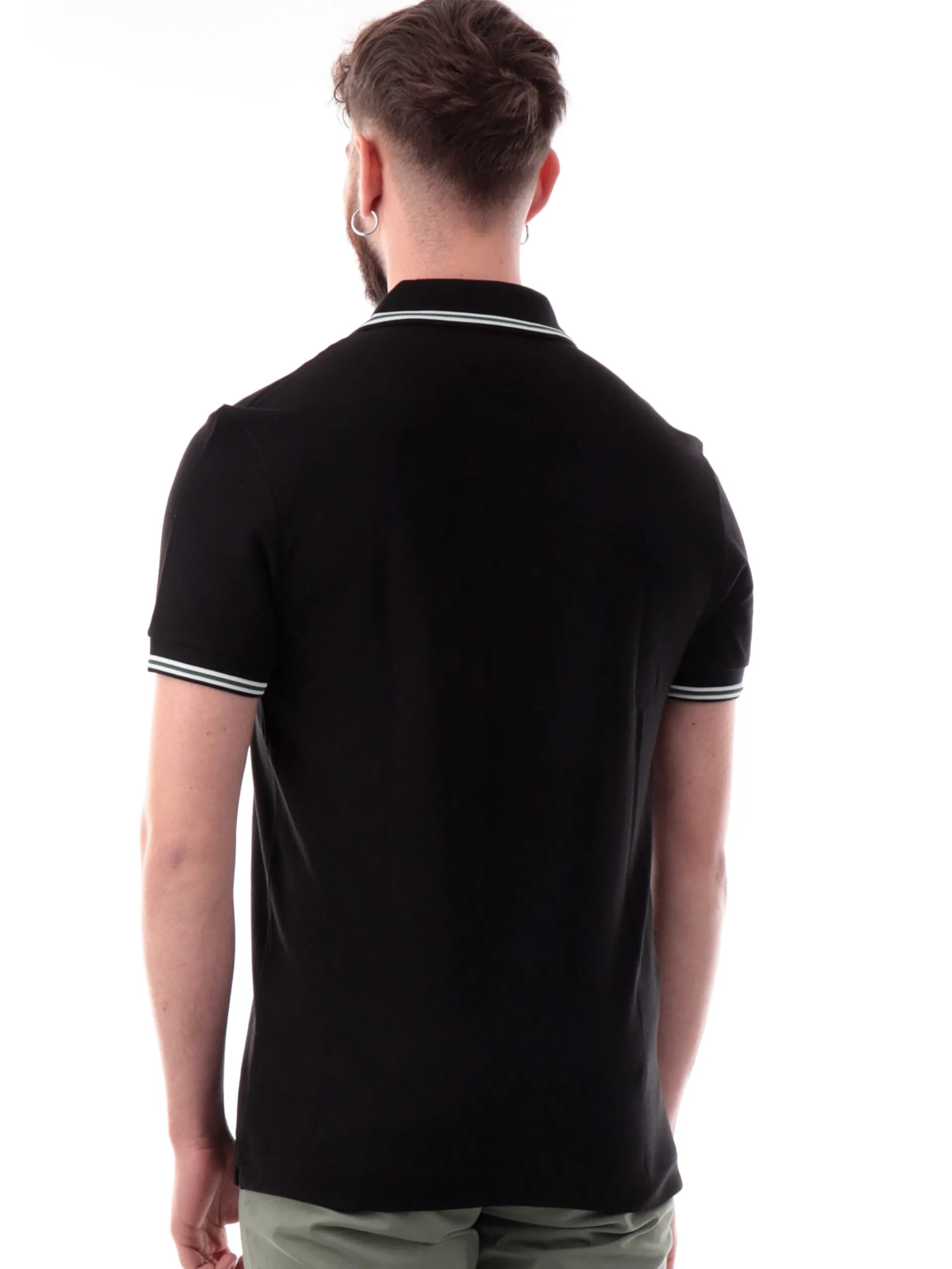 LACOSTE Polo*Polo nera maniche corte da uomo bande verdi PH9875