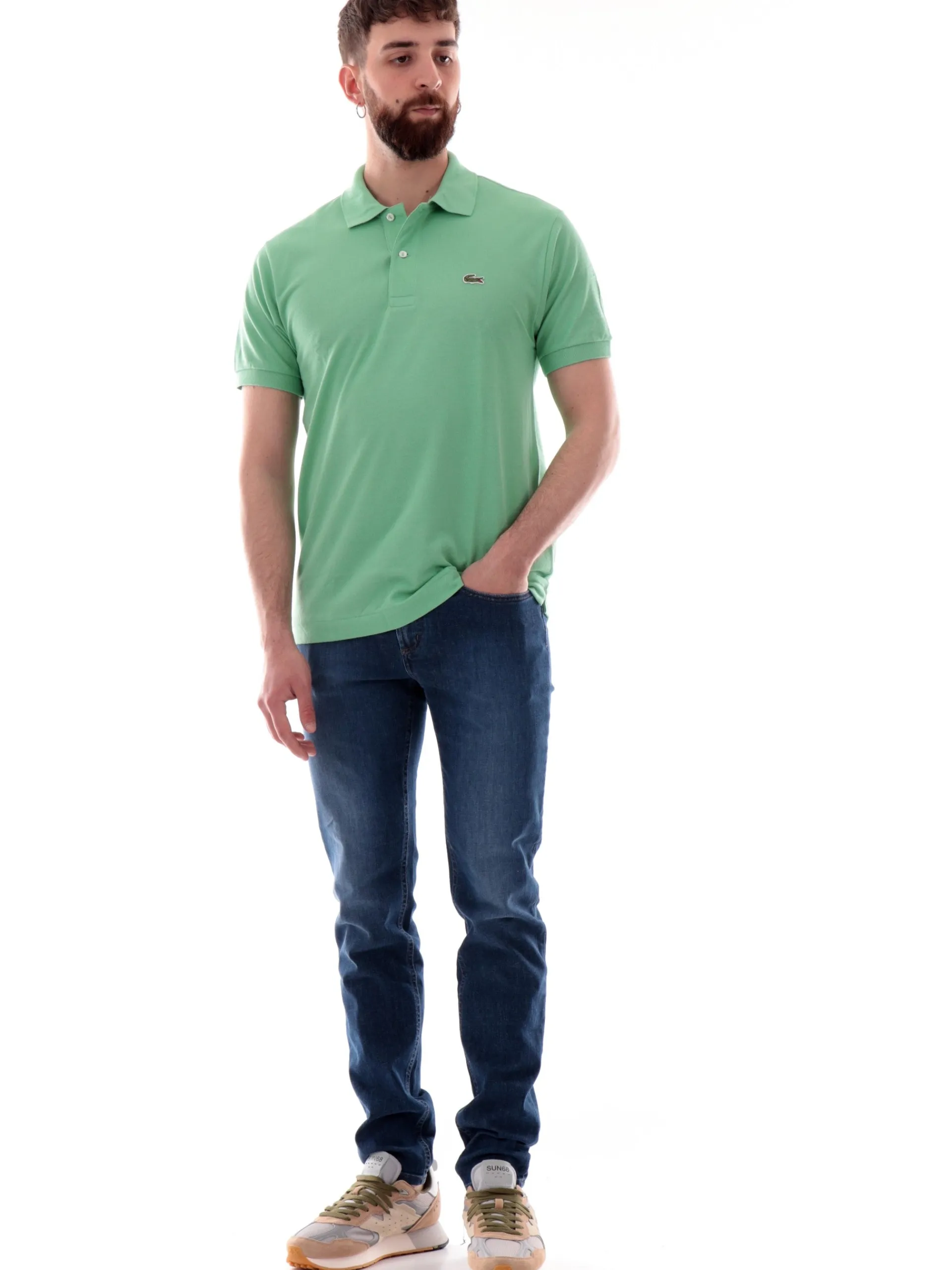 LACOSTE Polo*Polo verde chiaro da uomo Classic Fit con coccodrillo 1212