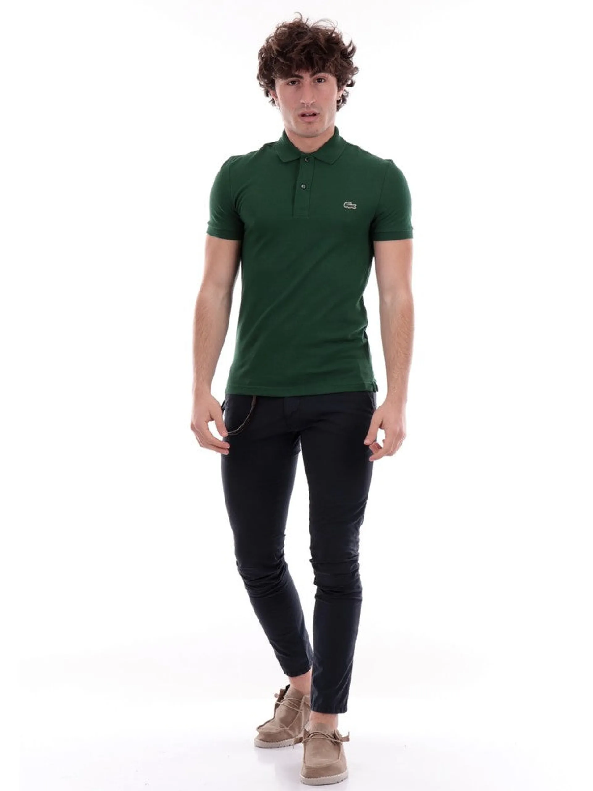 LACOSTE Polo*Polo verde da uomo a maniche corte Slim Fit PH4012