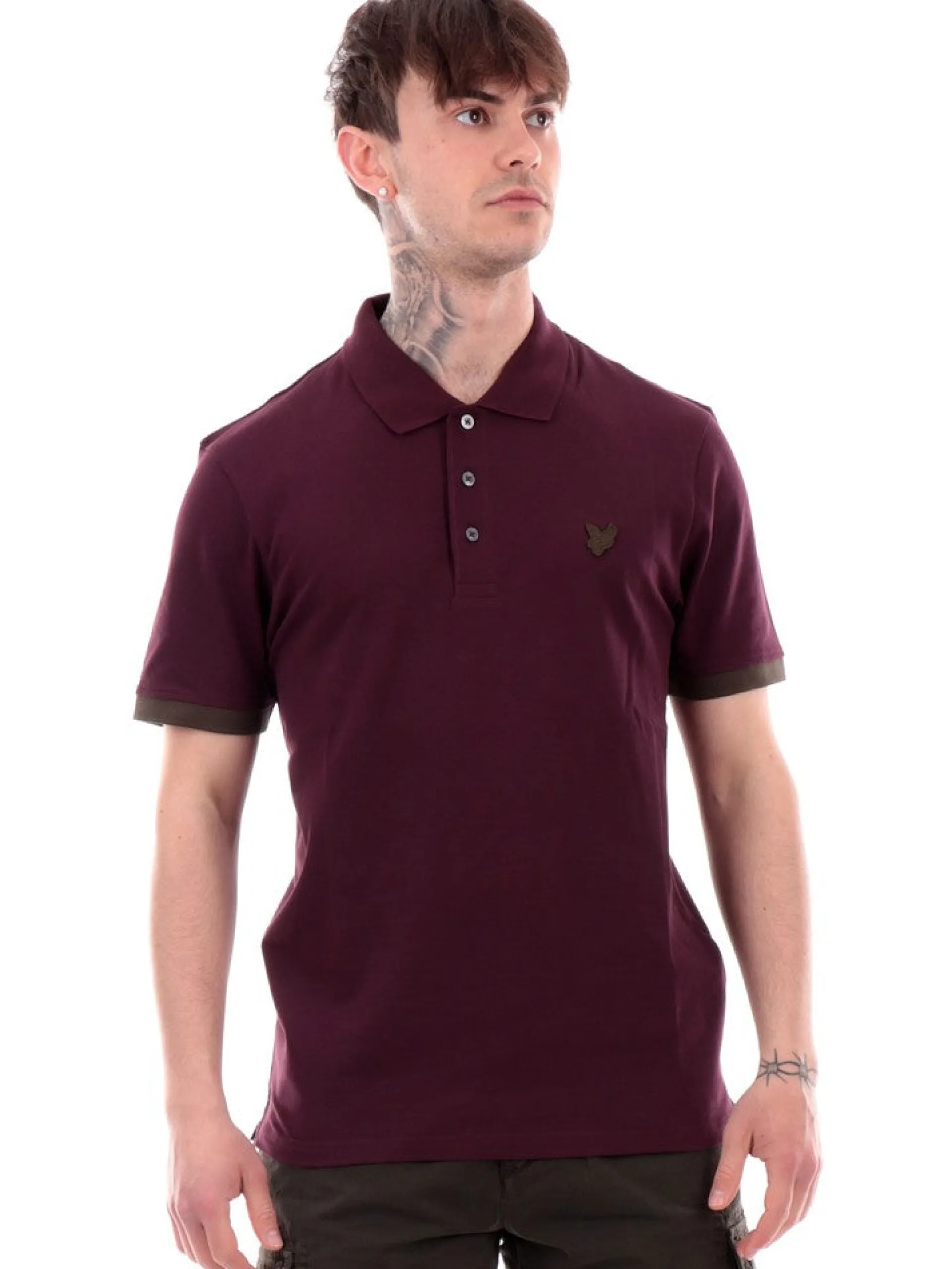 LYLE & SCOTT Polo*Polo Lyle Scott bordeaux da uomo Contrast Cuff SP2091V
