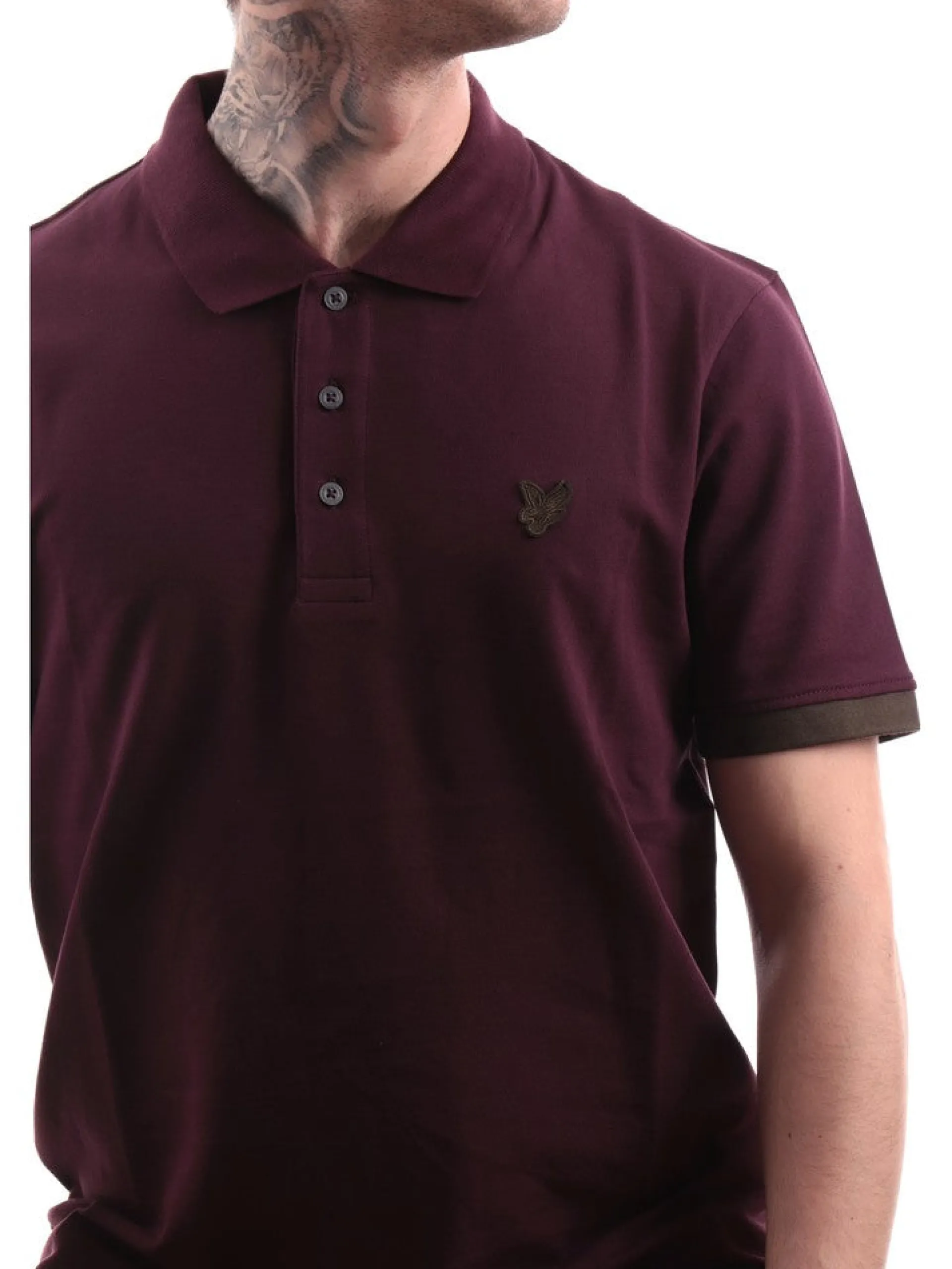 LYLE & SCOTT Polo*Polo Lyle Scott bordeaux da uomo Contrast Cuff SP2091V