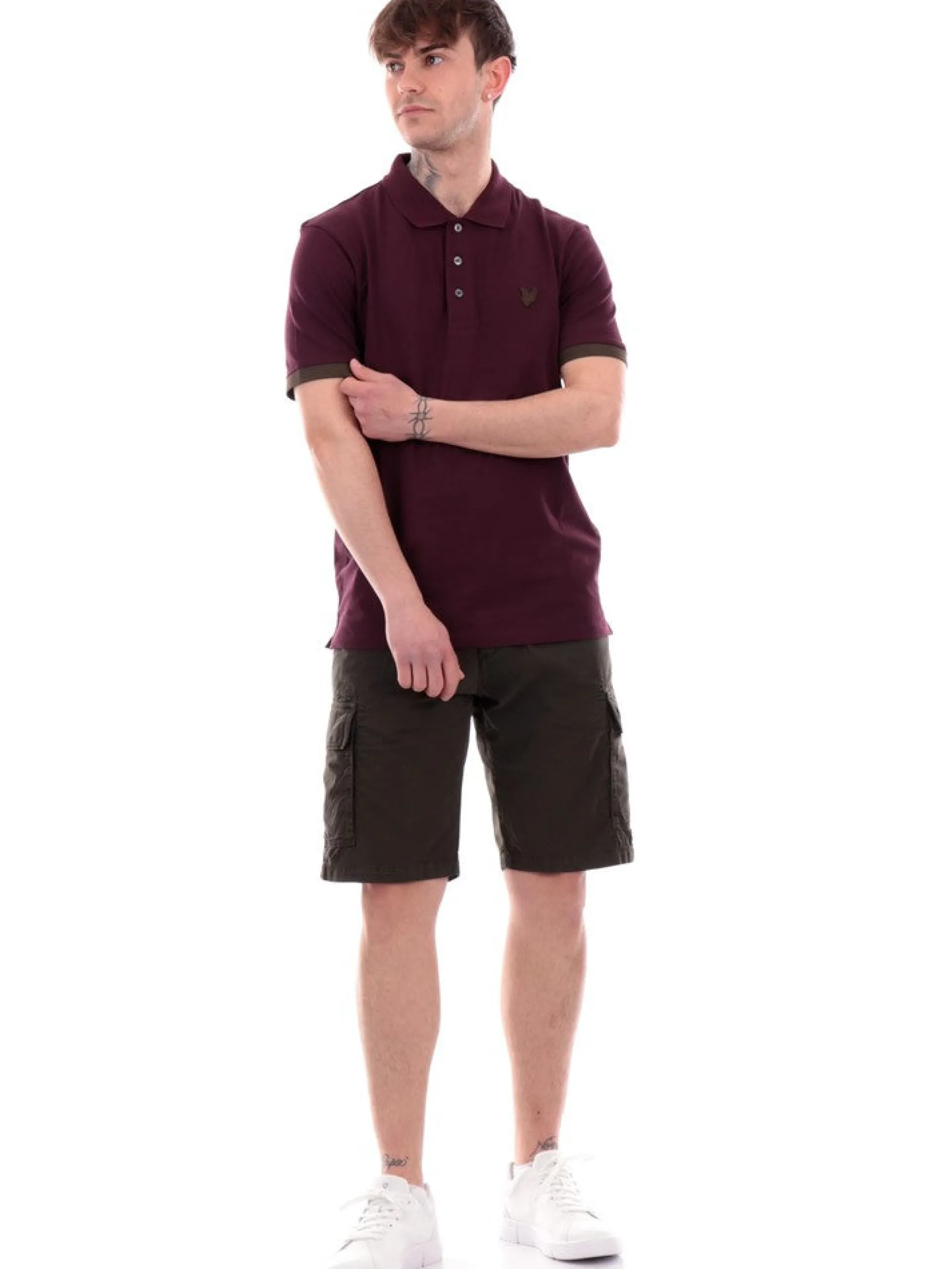 LYLE & SCOTT Polo*Polo Lyle Scott bordeaux da uomo Contrast Cuff SP2091V