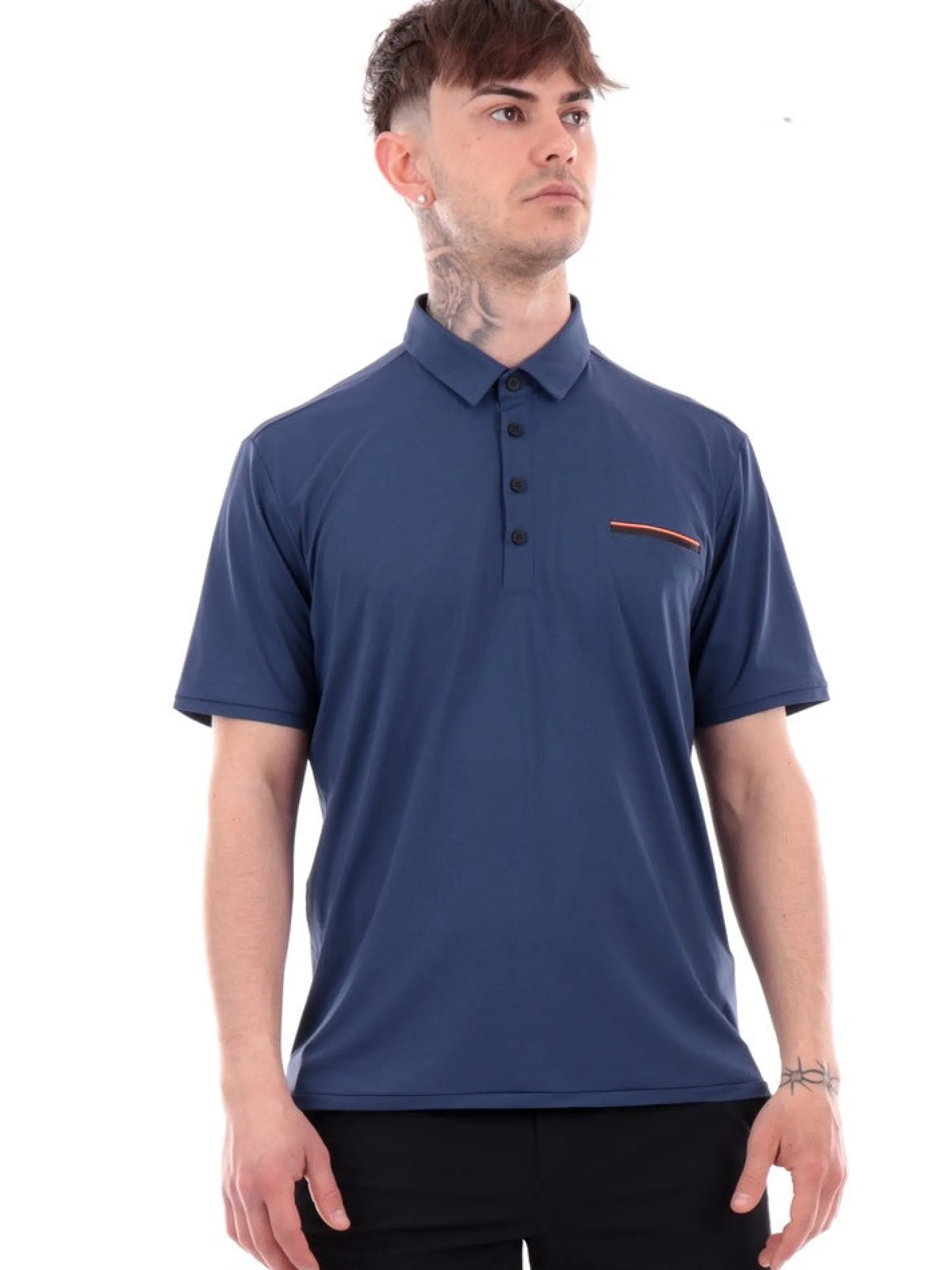 RRD Polo*Polo blu da uomo con taschino Oxford 24214