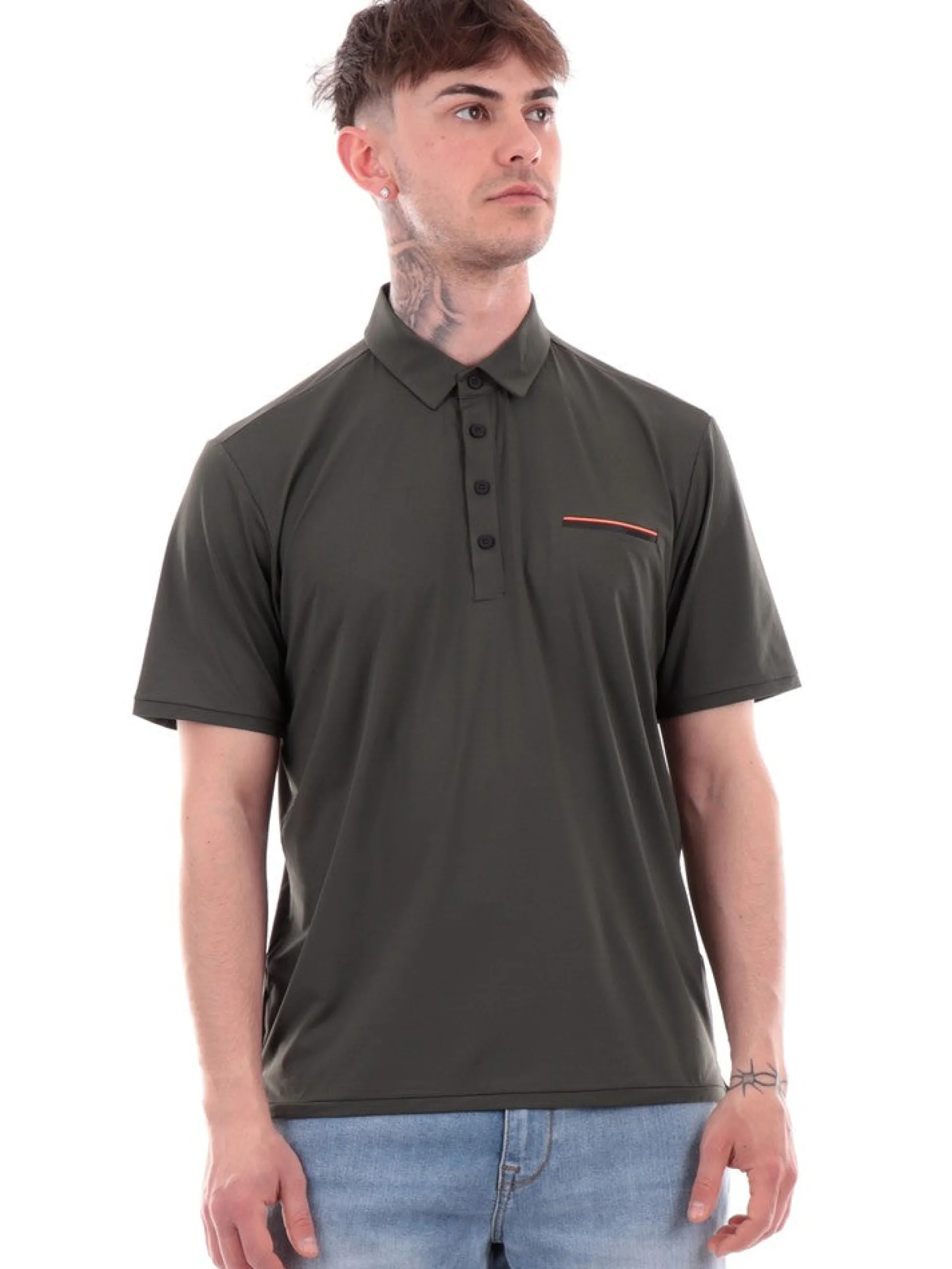 RRD Polo*Polo verde da uomo con taschino Oxford 24214