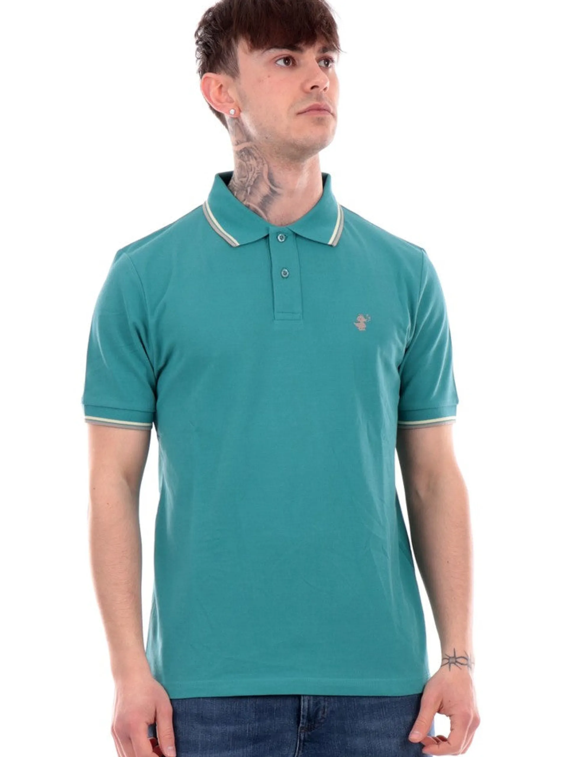 SAVE THE DUCK Polo*Polo verde acqua da uomo Richard DR0136MBATE18