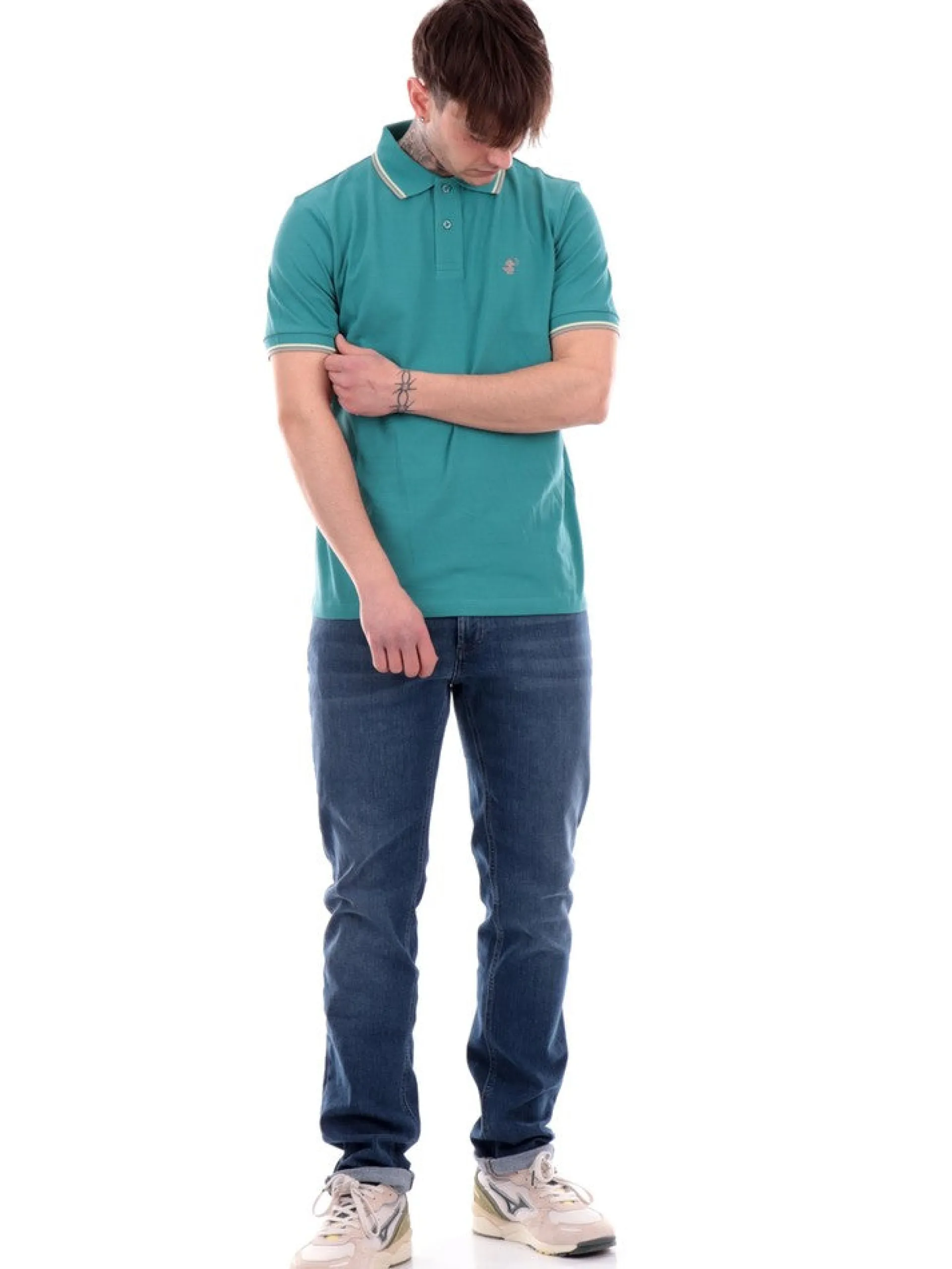 SAVE THE DUCK Polo*Polo verde acqua da uomo Richard DR0136MBATE18