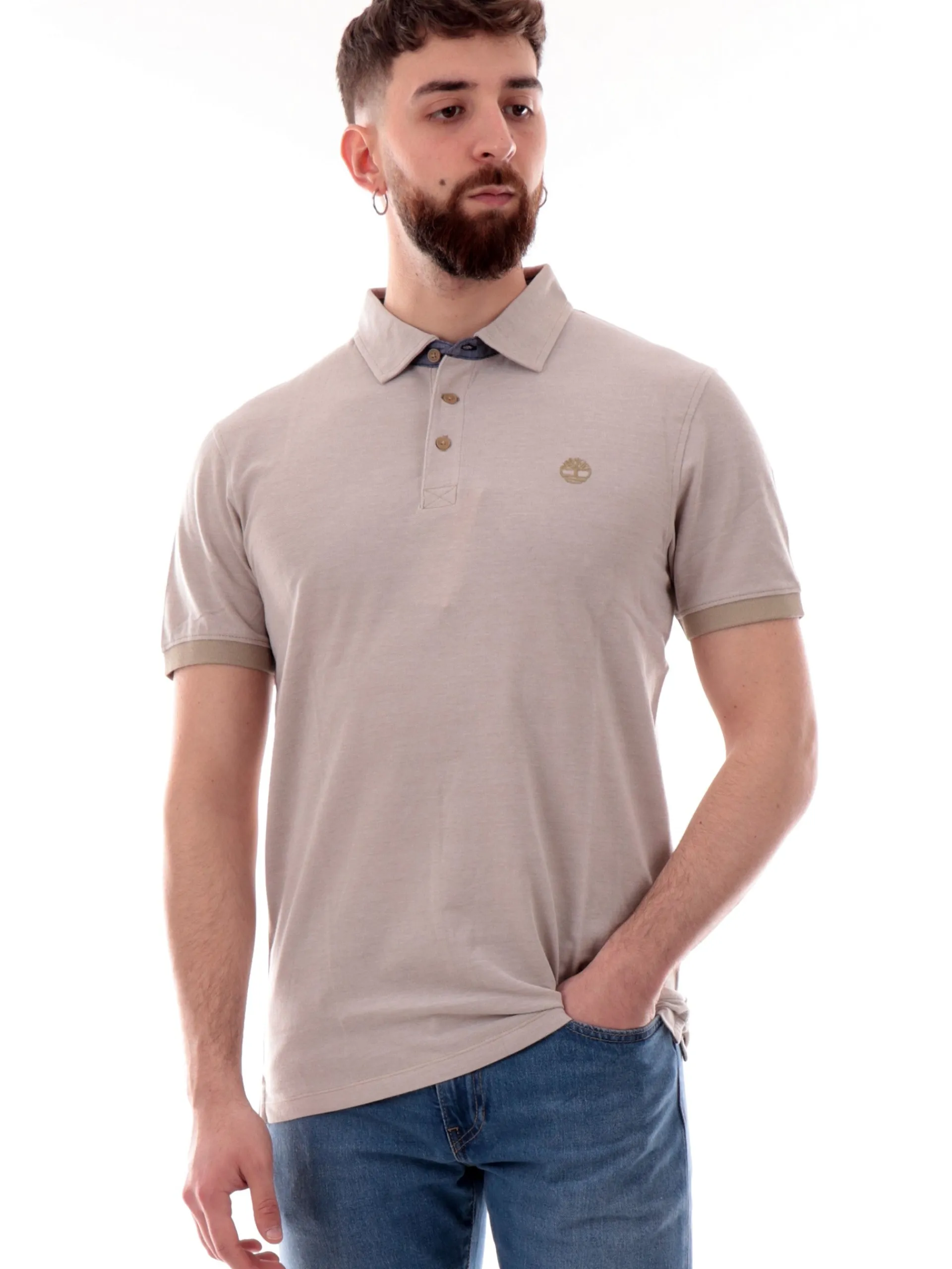 TIMBERLAND Polo*Polo grigia Baboosic Brook Oxford da uomo Slim Fit TB0A6BWG