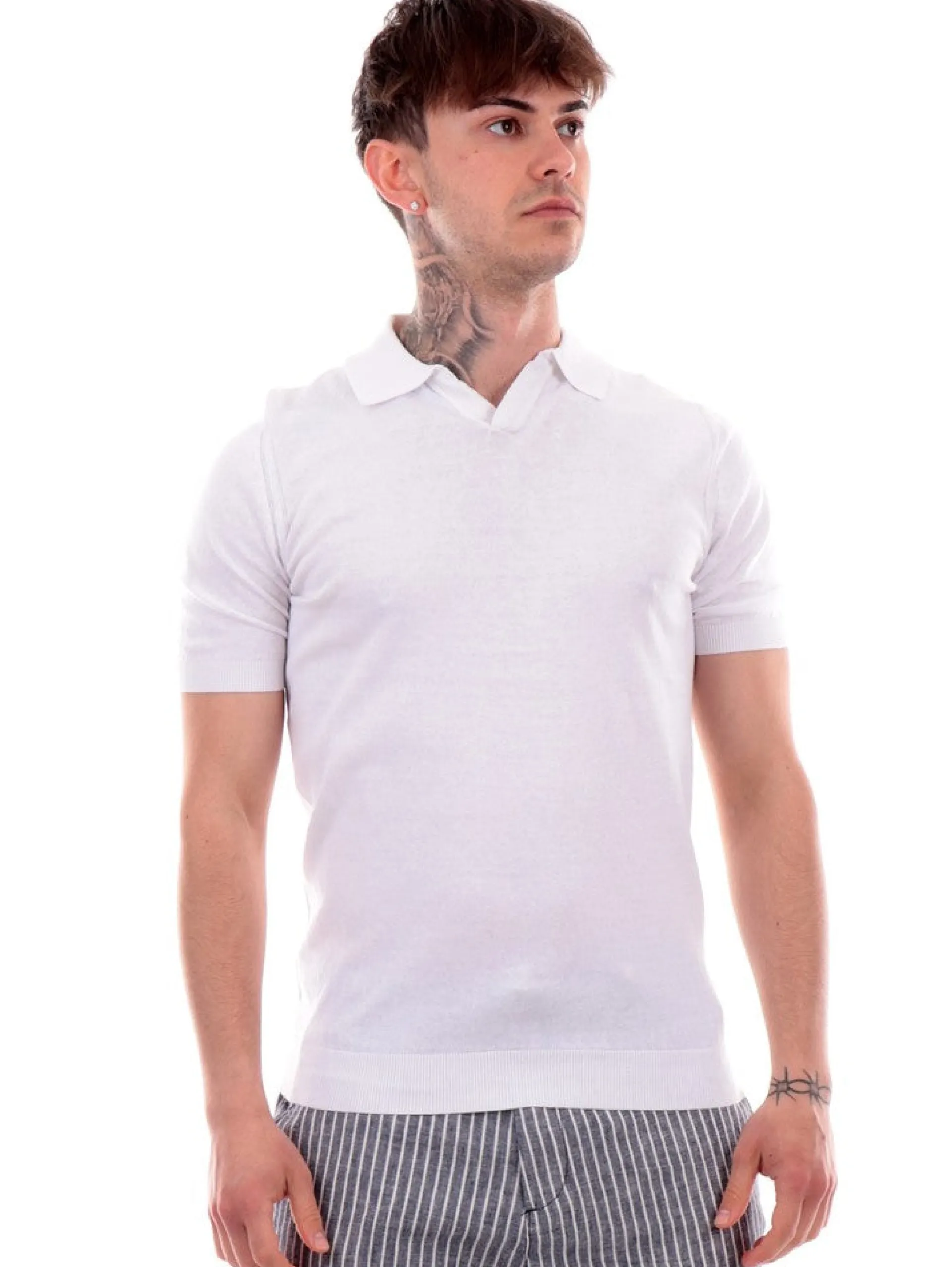 MARKUP Polo*Polo Uomo in filo lino e cotone bianca MK690016