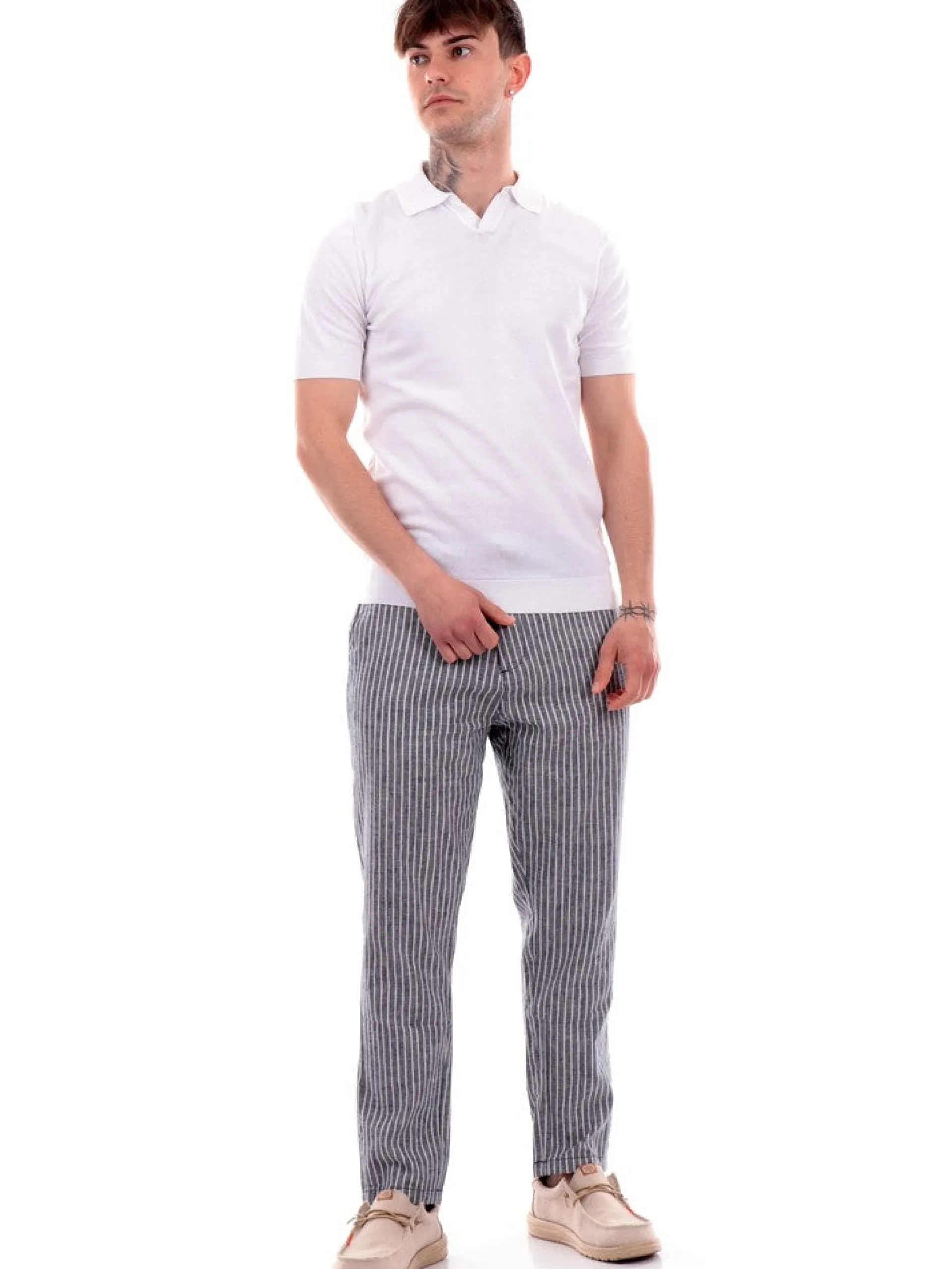 MARKUP Polo*Polo Uomo in filo lino e cotone bianca MK690016