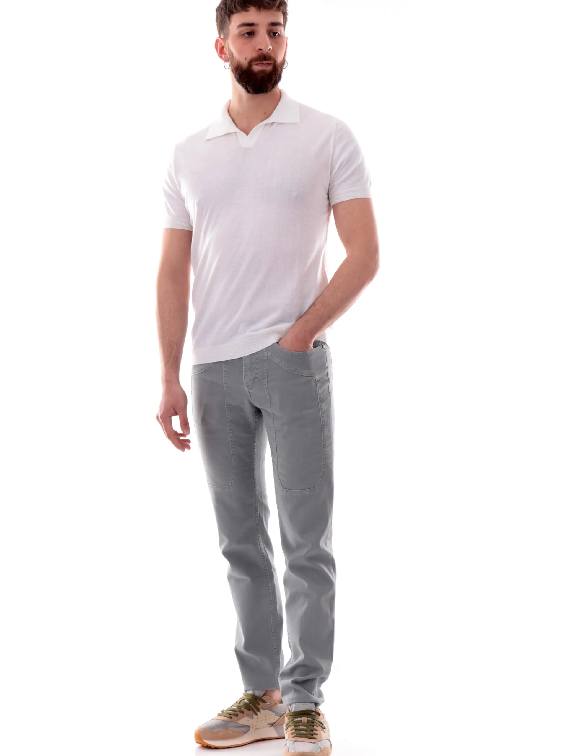 VELK Polo*Polo bianca scollo a V da uomo Derby RS635Y