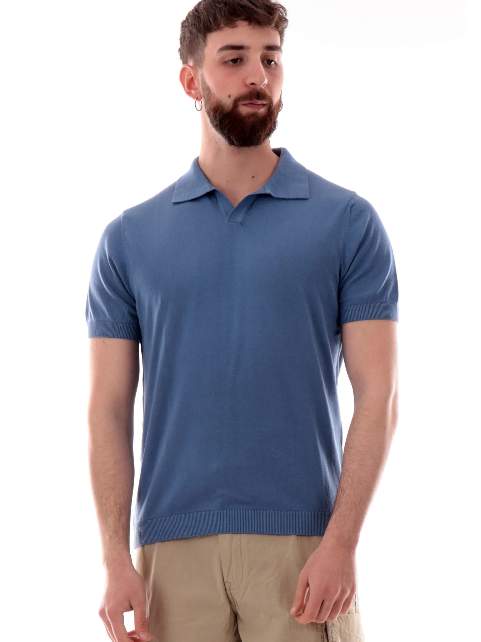 VELK Polo*Polo blu scollo a V da uomo Derby RS635Y