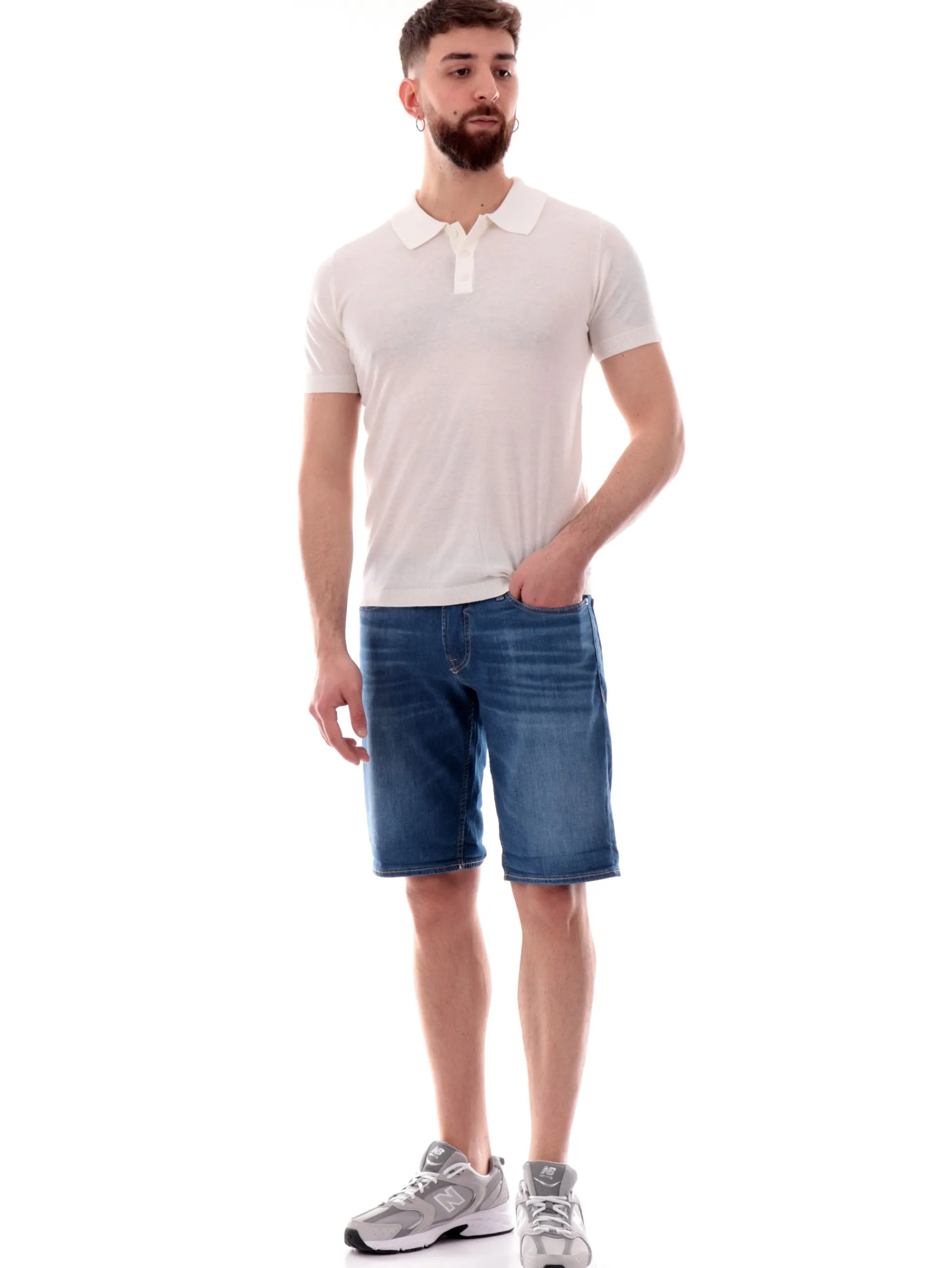 YES ZEE Polo*Polo maniche corte bianca da uomo logo ricamato M718DH00