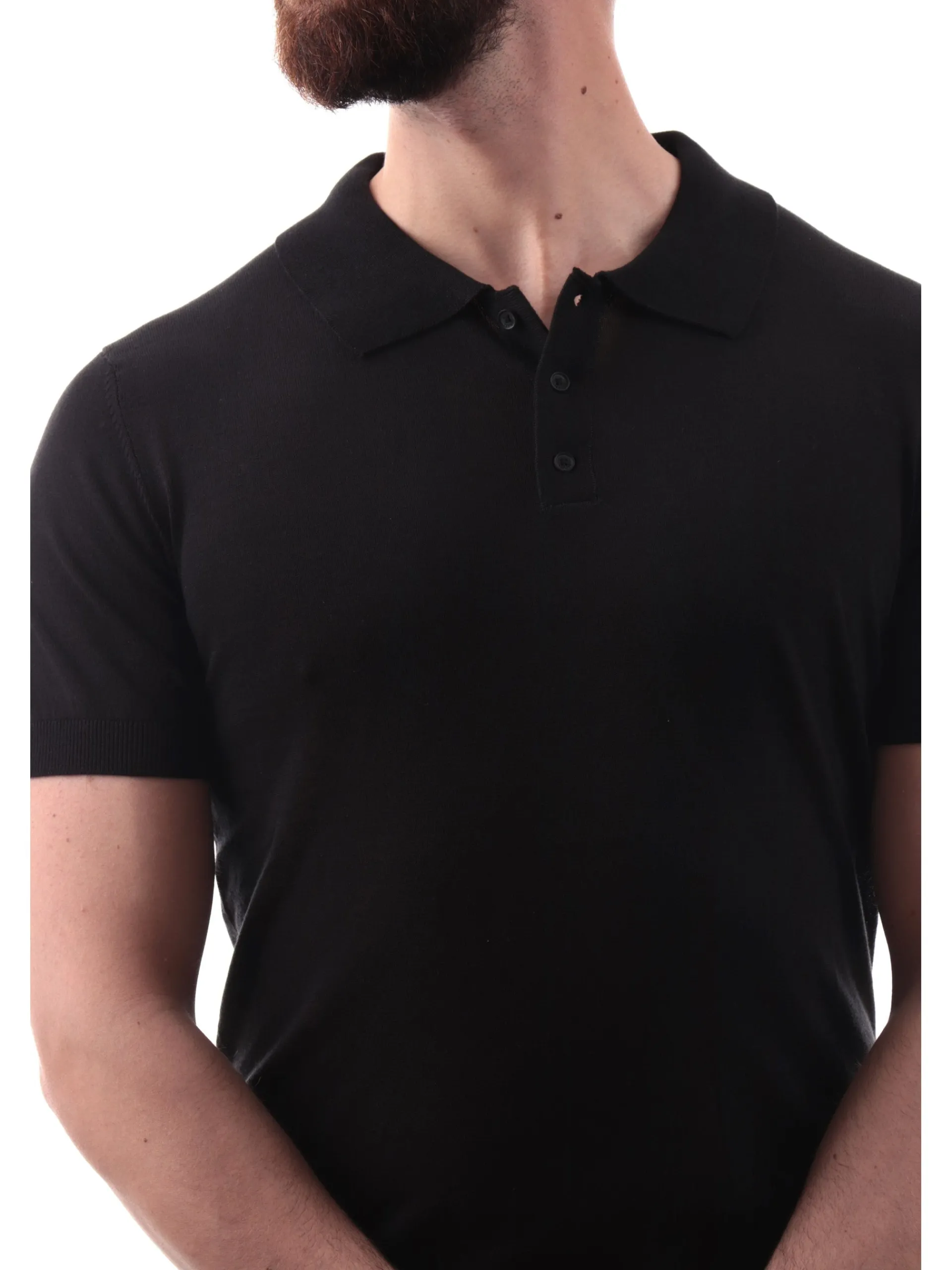 YES ZEE Polo*Polo maniche corte nera da uomo logo ricamato M718DH00
