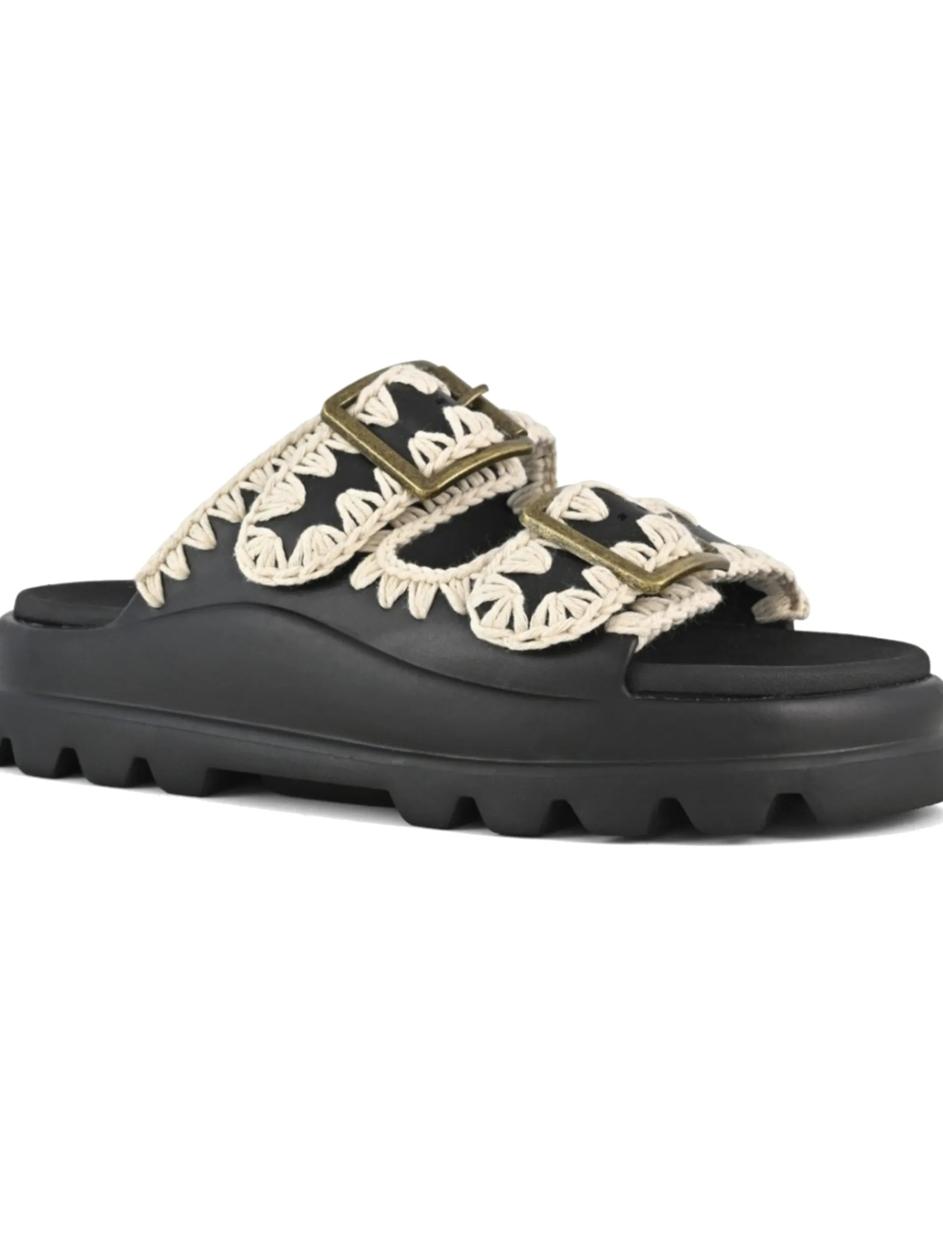 MOU Sandali*Scarpe nere Eva One-Piece Slide Two-Buckle in gomma 661001N