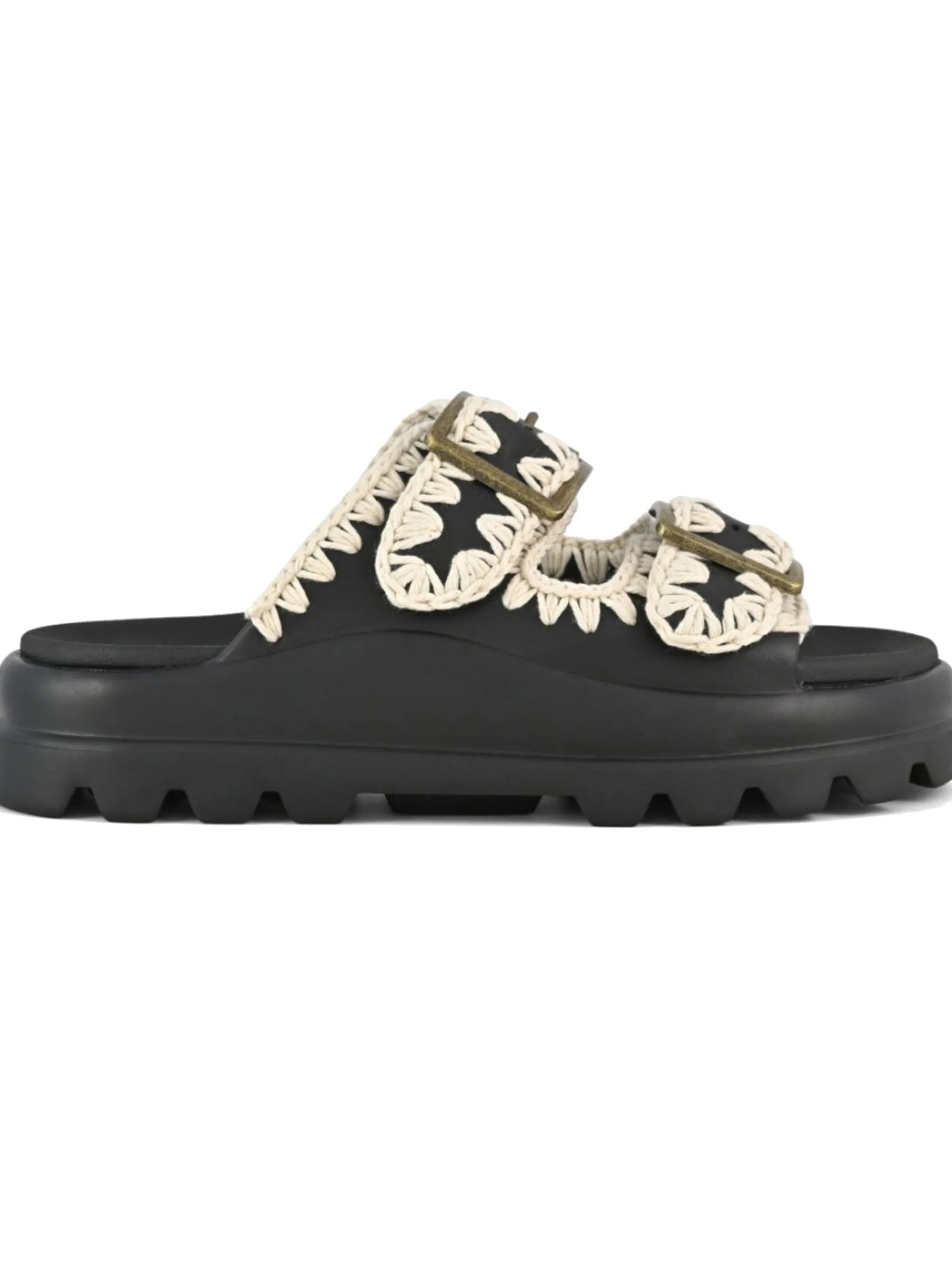 MOU Sandali*Scarpe nere Eva One-Piece Slide Two-Buckle in gomma 661001N