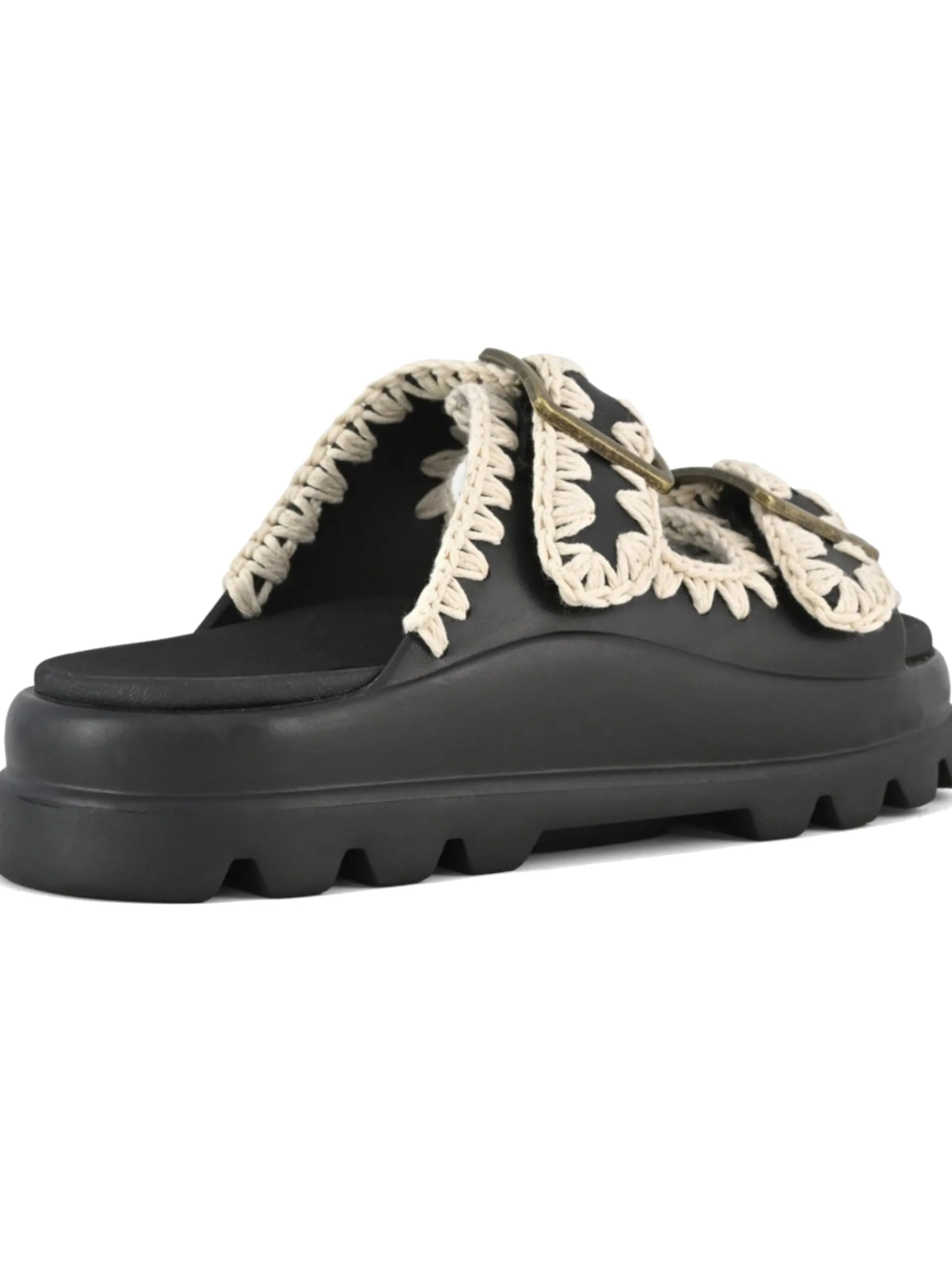 MOU Sandali*Scarpe nere Eva One-Piece Slide Two-Buckle in gomma 661001N