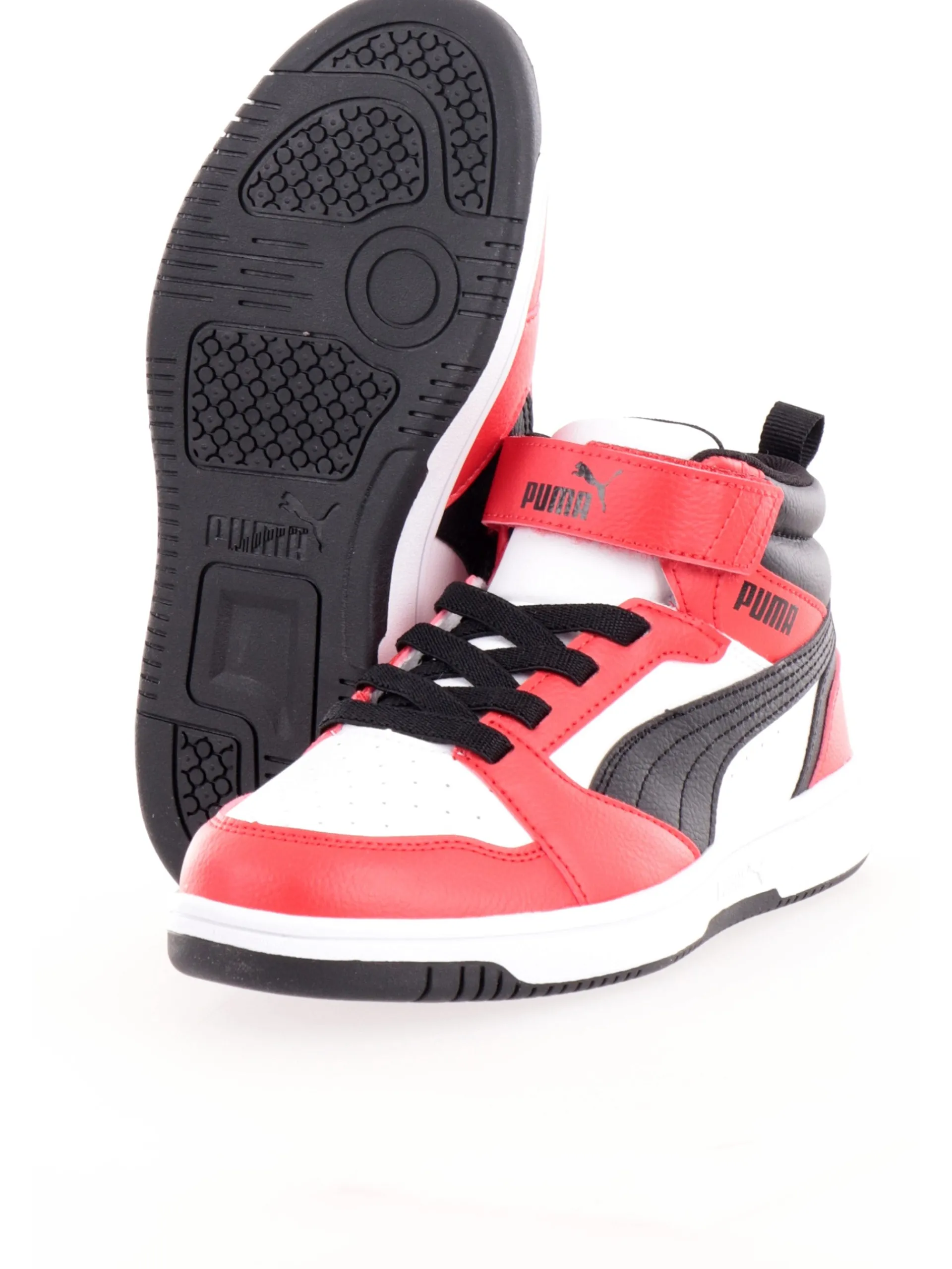 PUMA Sneakers*Scarpe bianche e rosse da bambino Rebound V6 Mid AC+ PS 39383