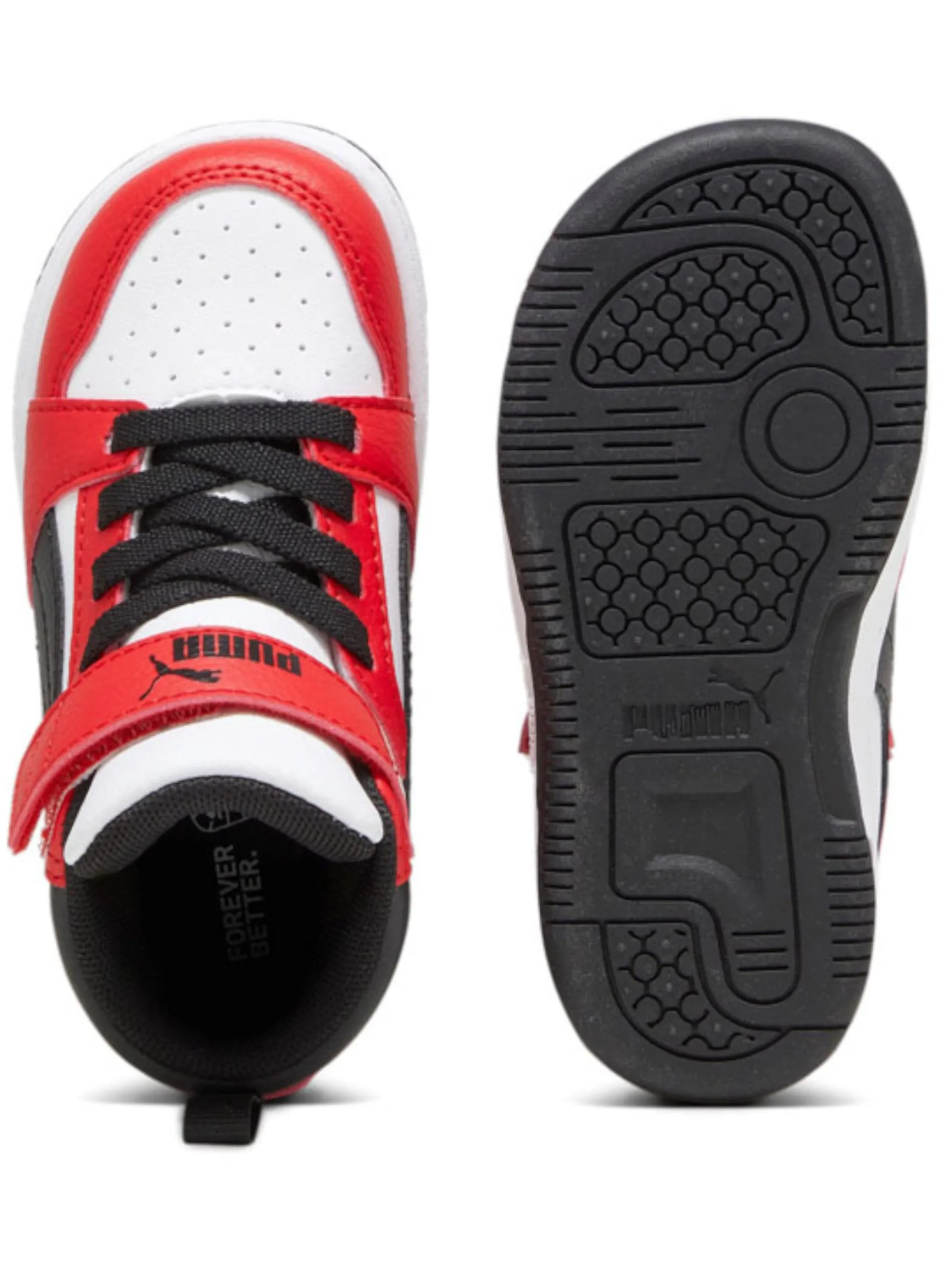 PUMA Sneakers*Scarpe Rebound V6 Mid Infant Kids bianche e rosse 396542