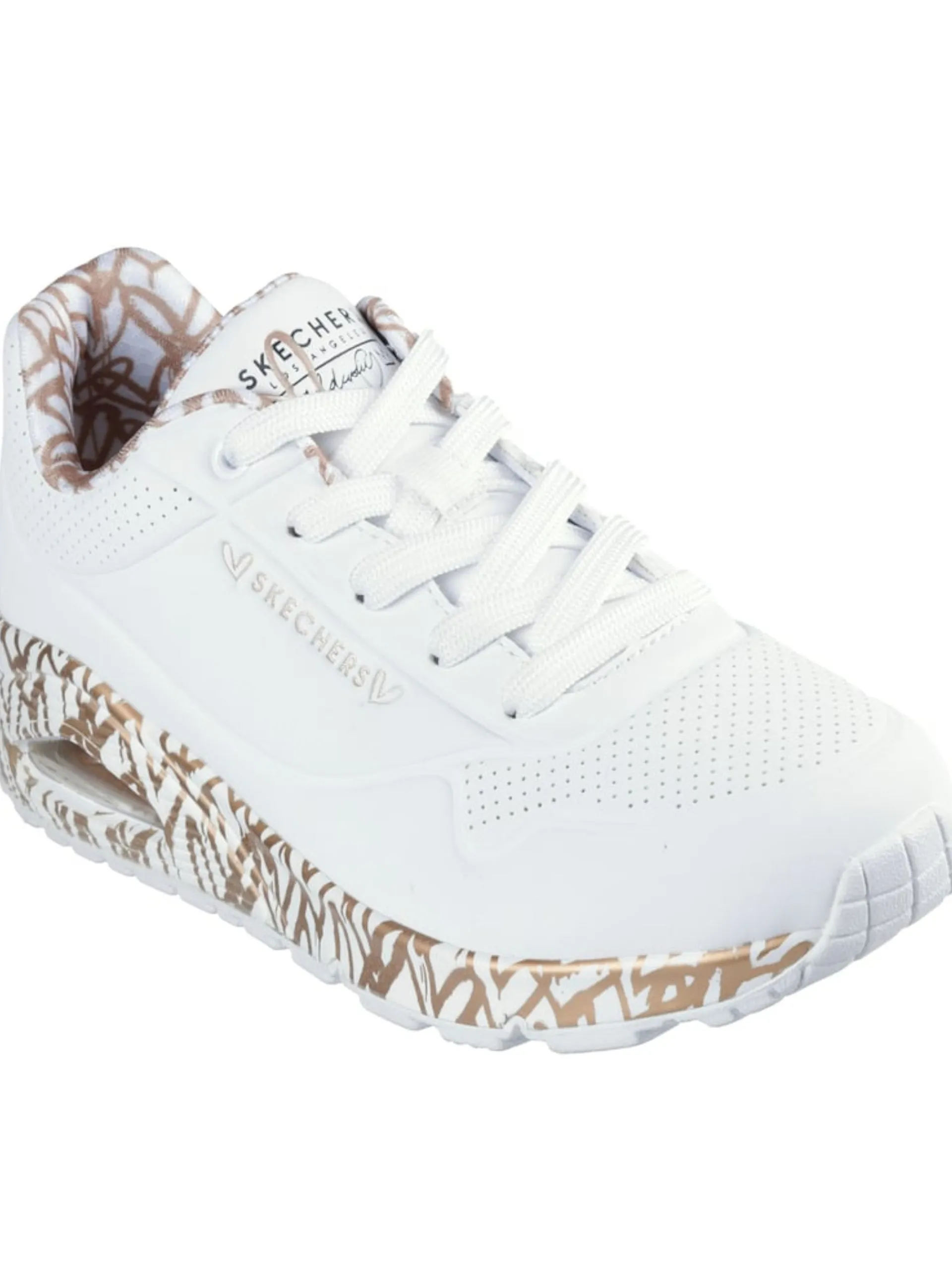 SKECHERS Sneakers*Scarpe bianche e oro Uno Loving Love da donna 155506 WTRG