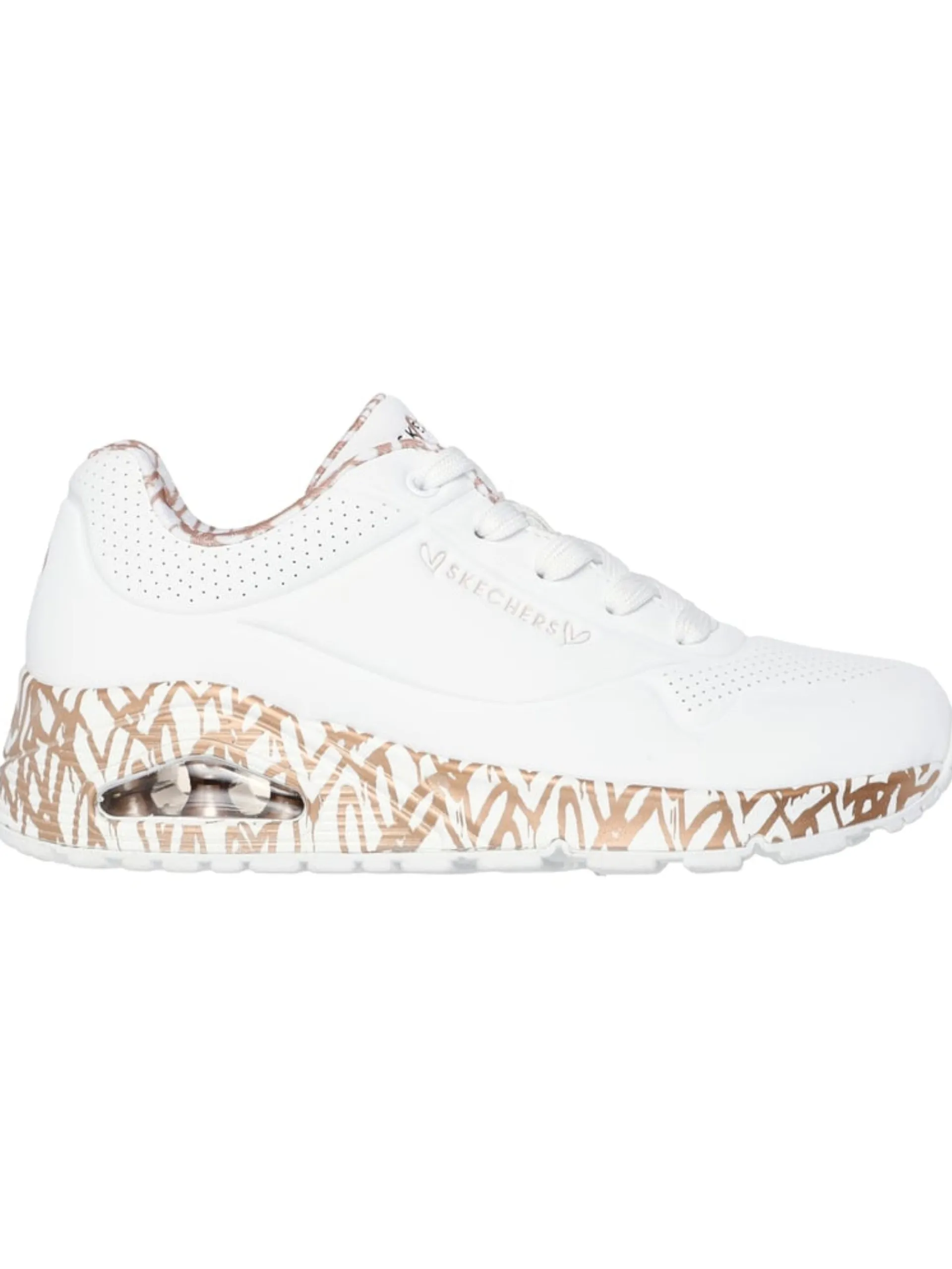 SKECHERS Sneakers*Scarpe bianche e oro Uno Loving Love da donna 155506 WTRG