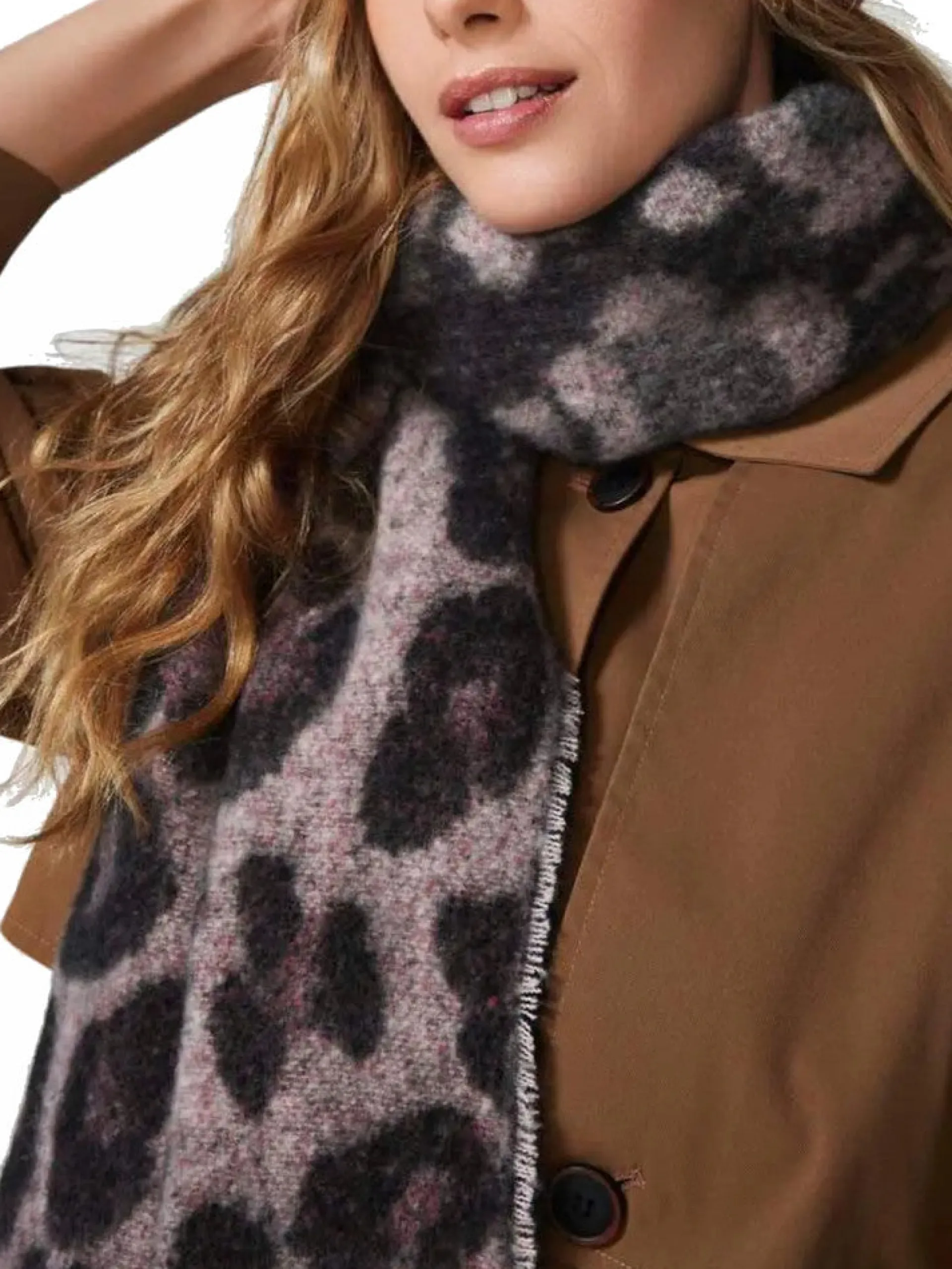 ONLY Sciarpe*Sciarpa Donna Leopardata rosa con frange 15266237