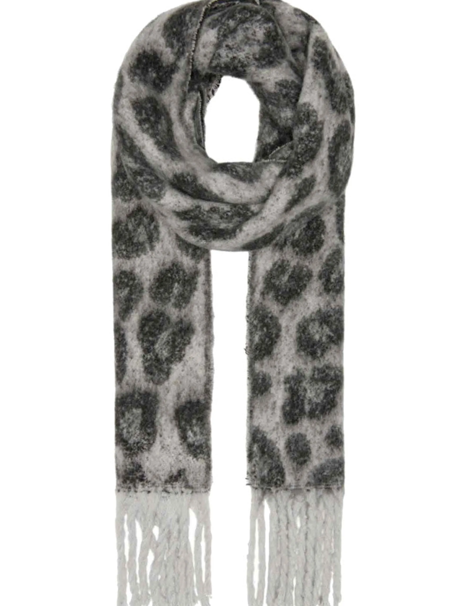 ONLY Sciarpe*Sciarpa Donna Leopardata Bianca con frange 15266237