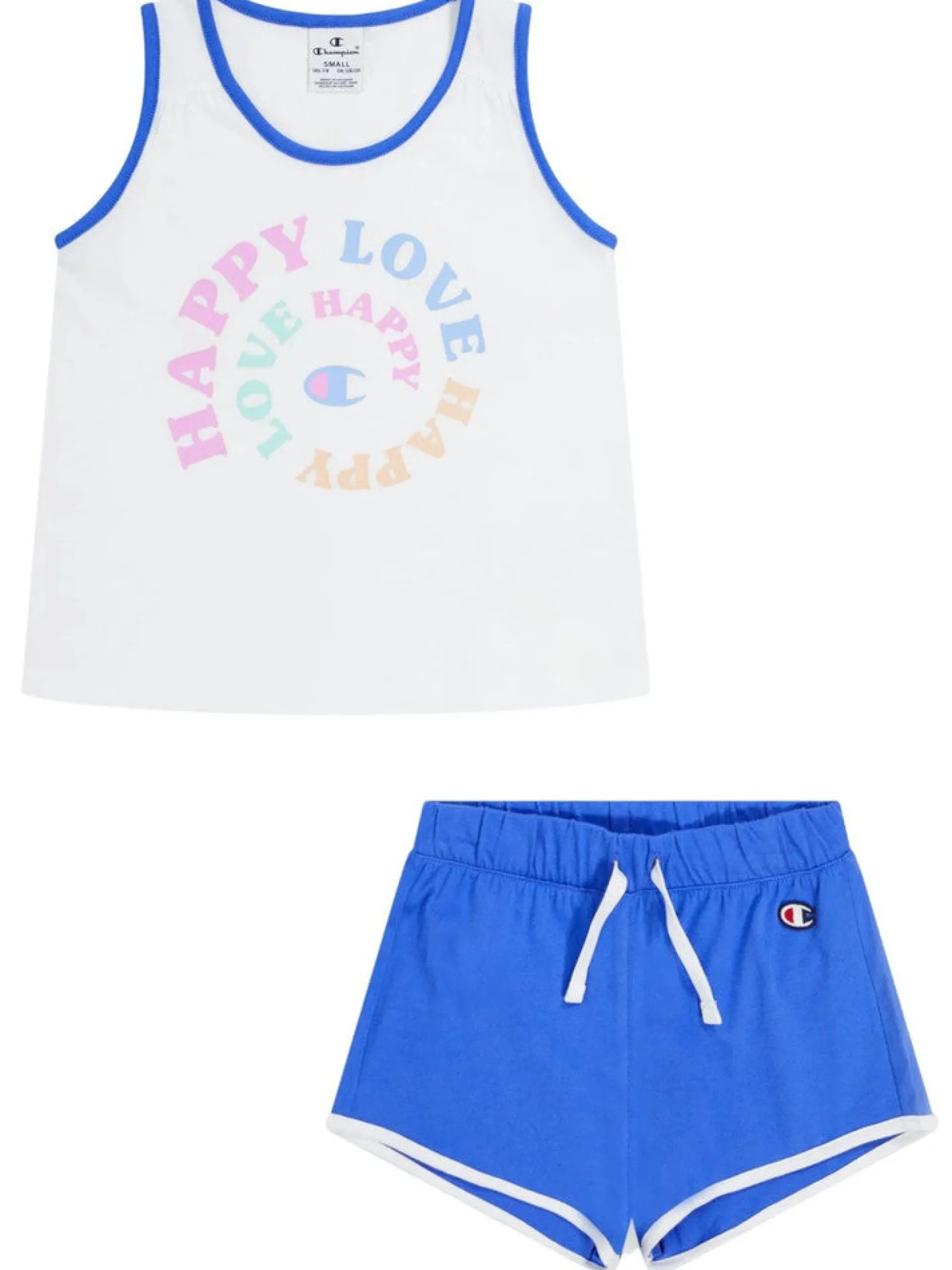 CHAMPION Completi*Set bianco e blu da bambina canotta e shorts 404967