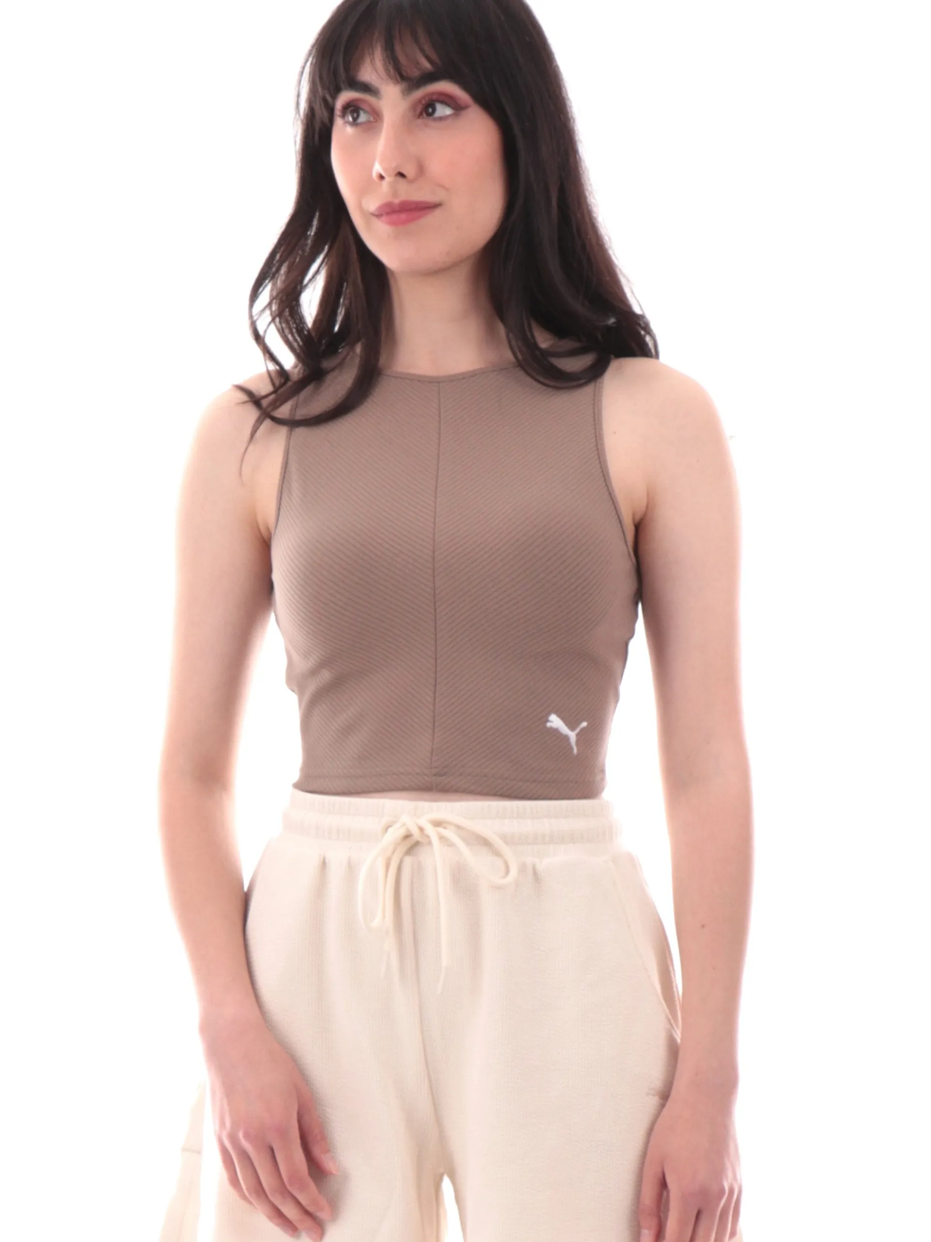 PUMA Maglie*Top crop marrone da donna rigato 629765
