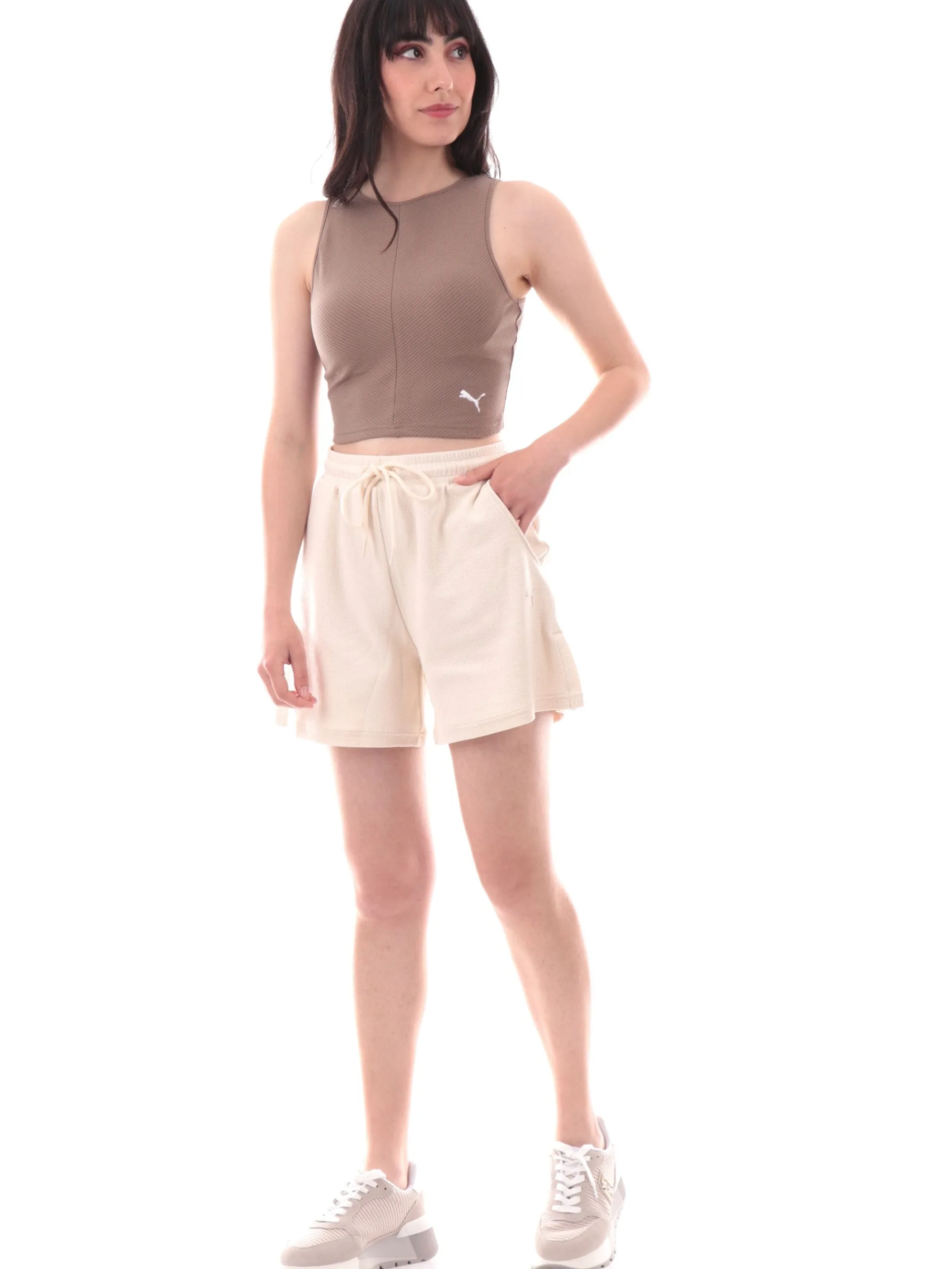 PUMA Maglie*Top crop marrone da donna rigato 629765