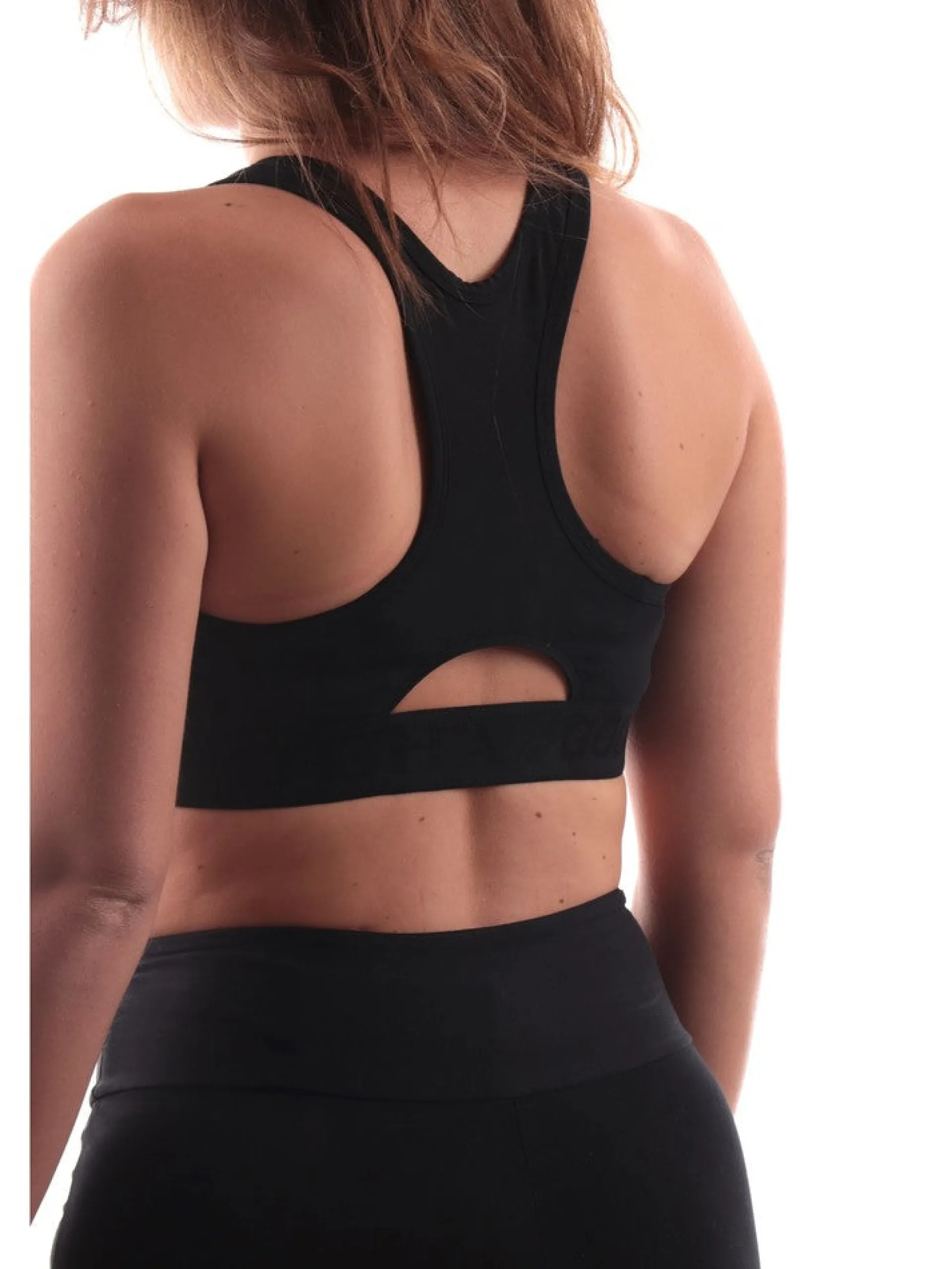 DEHA Maglie*Top Nero da Donna da Palestra Scollo Vogatore A00110
