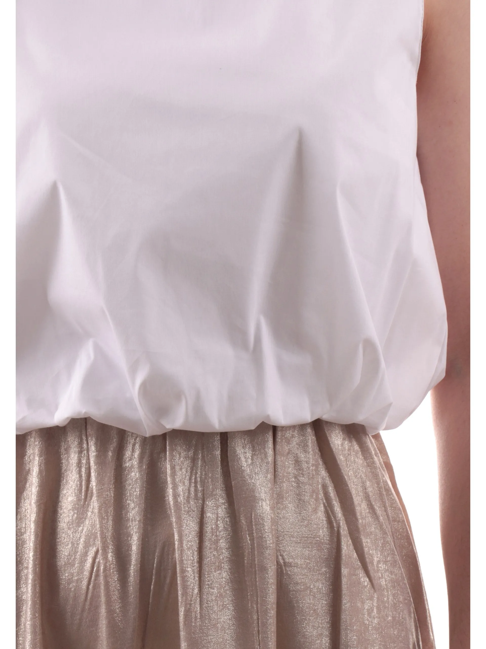EMME MARELLA Maglie*Top bianco crop smanicato camicia modello Chiatta da donna
