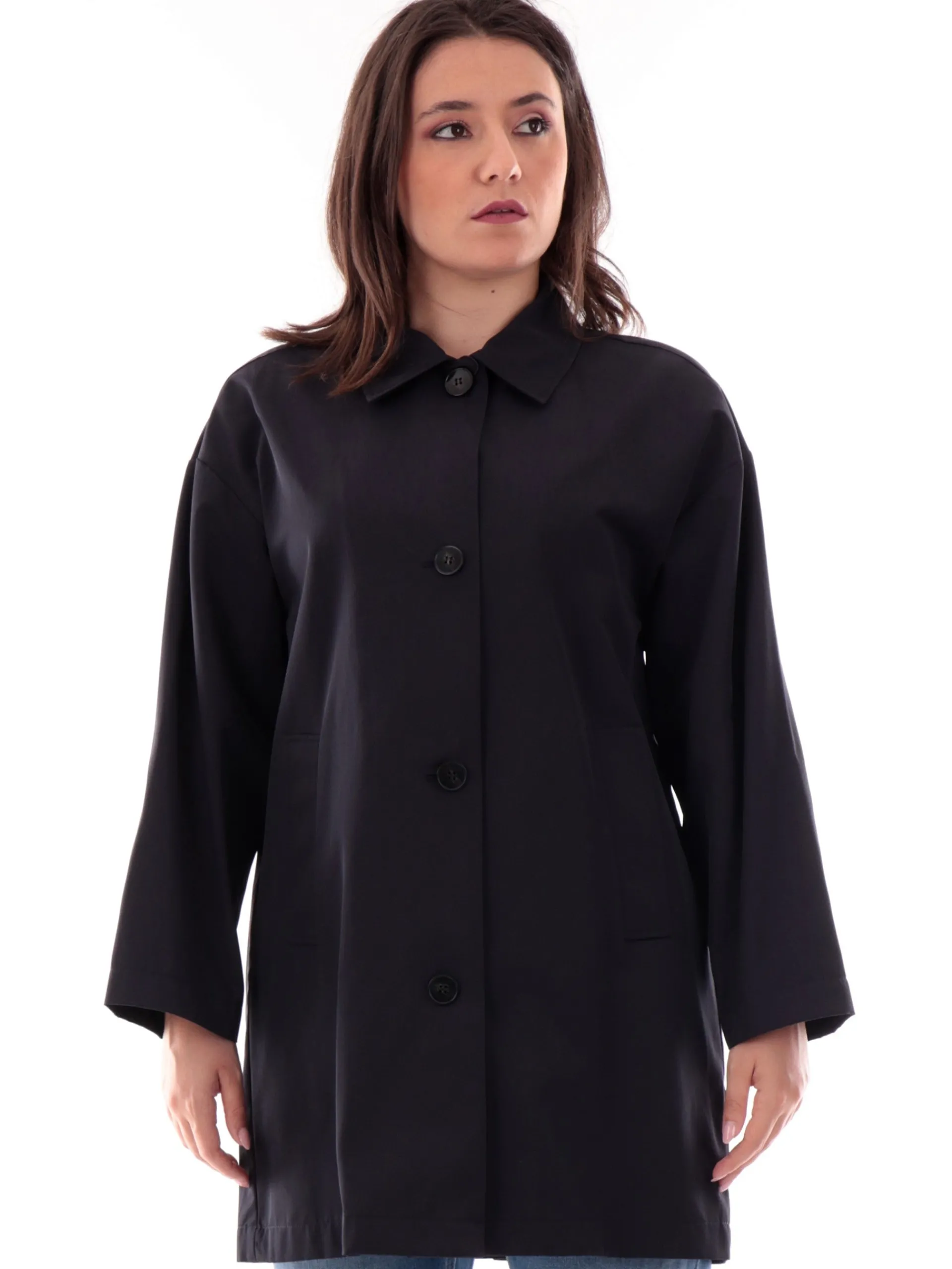 EMME MARELLA Cappotti*Trench blu da donna impermeabile con colletto e tasche