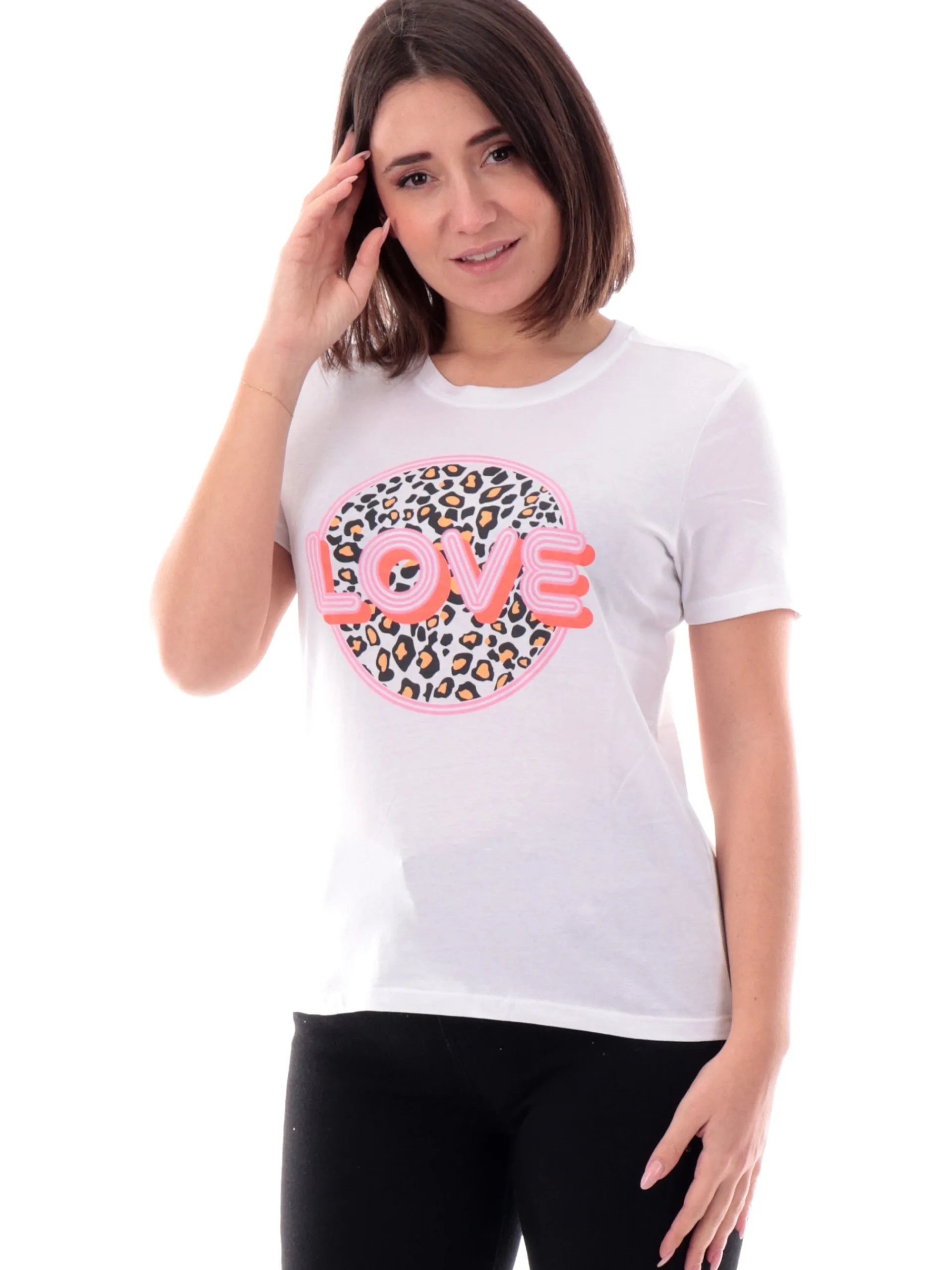 ONLY T-Shirt*T-Shirt a righe con stampa Love disco da donna