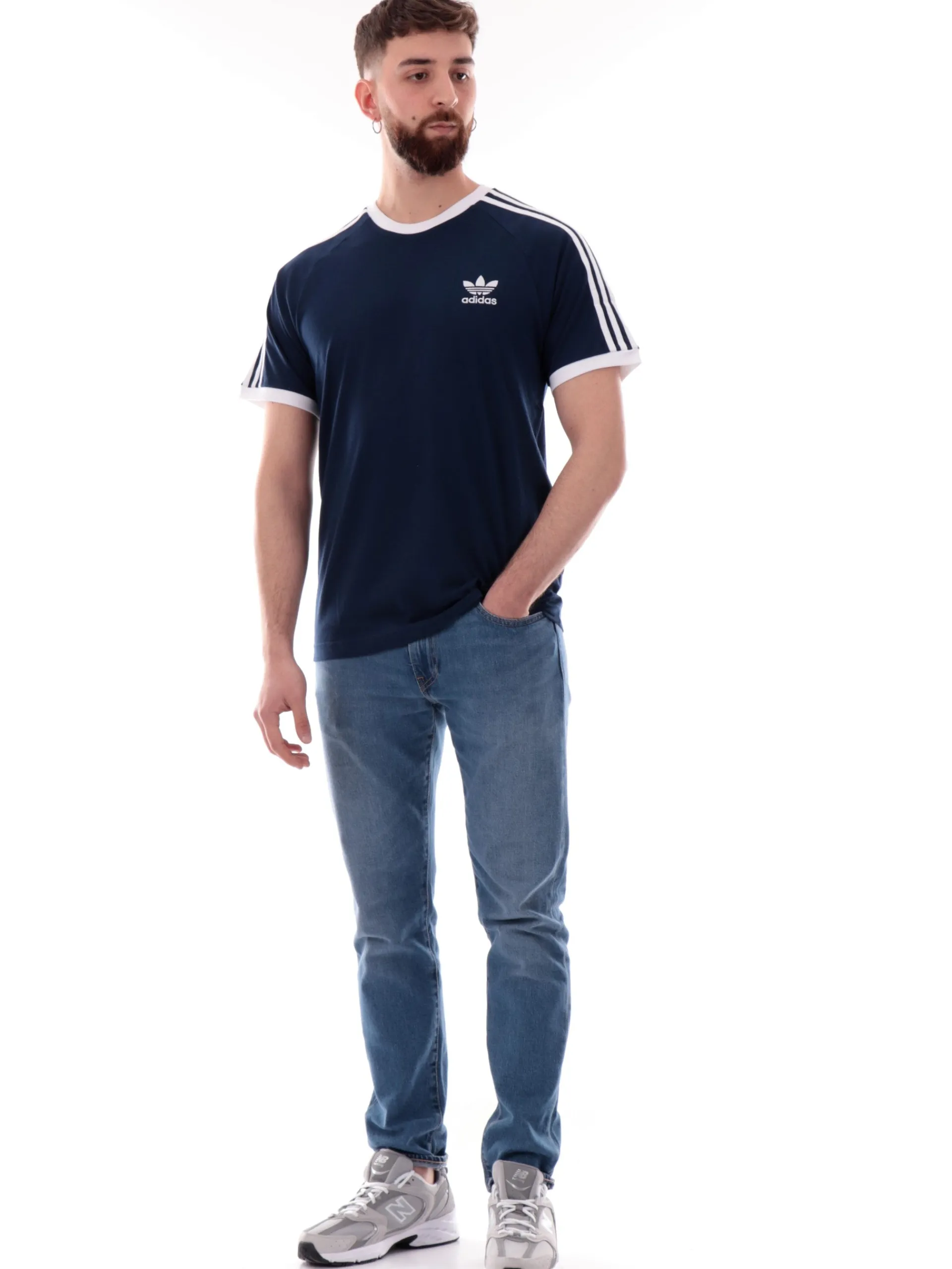 ADIDAS ORIGINALS T-Shirt*T-shirt Adidas blu da uomo 3Stripes IA48